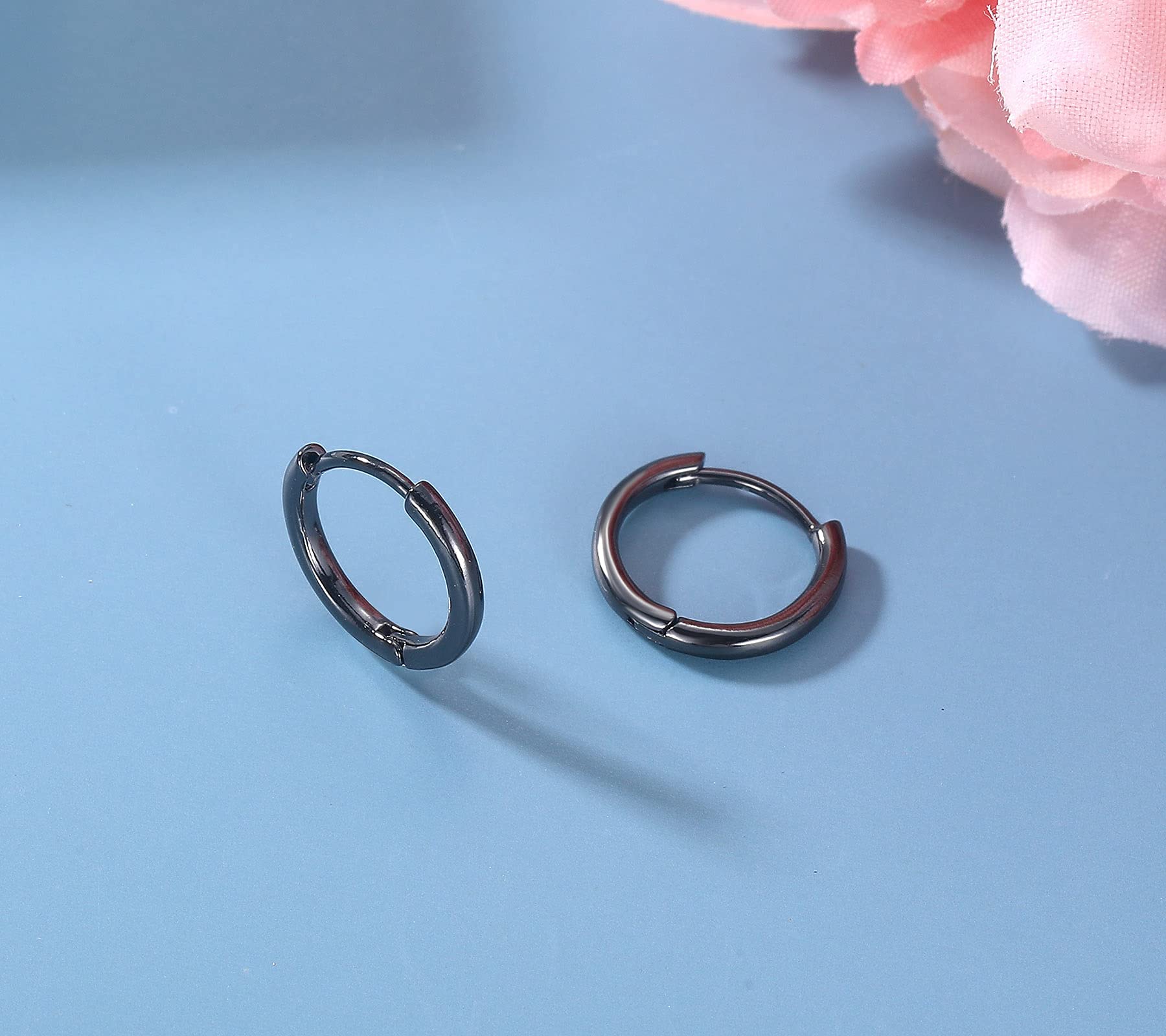 3 Pairs Small Cartilage Hoop Earrings for Women & Men - Hypoallergenic Sterling Silver Post Huggie Earrings (8mm/10mm/12mm) - Perfect for Everyday Wear, Gifts & Special Occasions