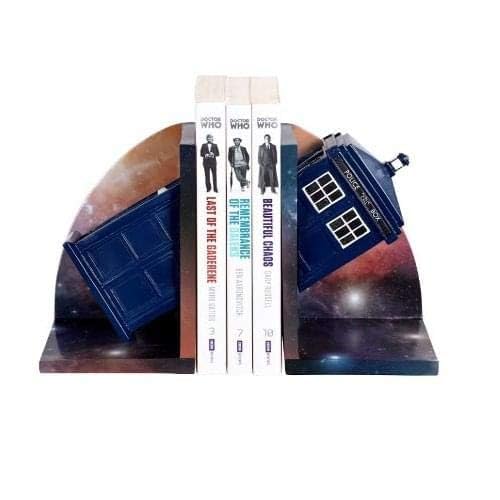 Doctor Who 6-Inch Resin TARDIS Bookends - Collectible Sci-Fi Book Supports for Home Office & Geek Decor