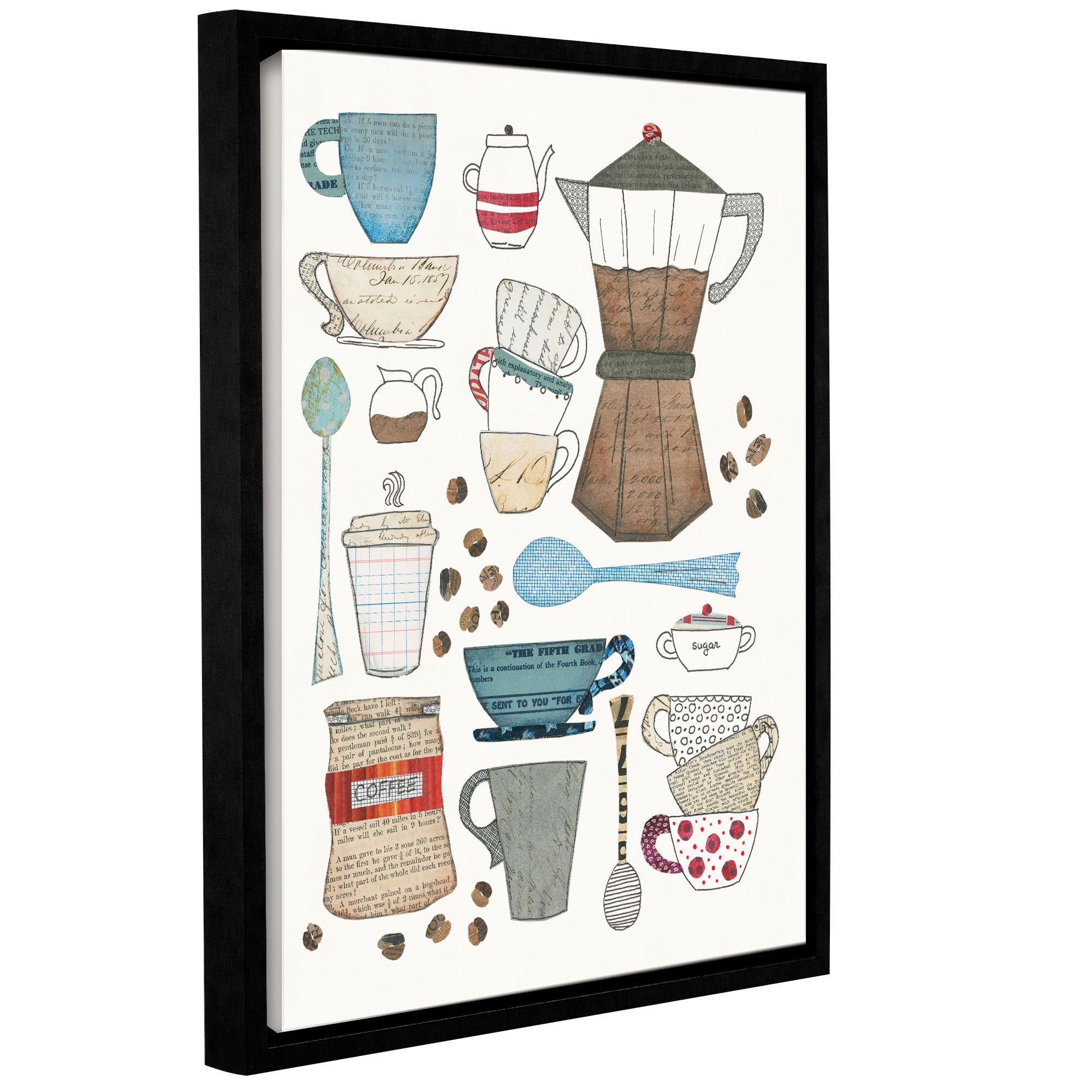 Courtney Prahl 'Coffee Chart I V2' Gallery Wrapped Floater-Framed Canvas Art Print - 24x32 Inches - Modern Home & Office Wall Decor for Coffee Lovers