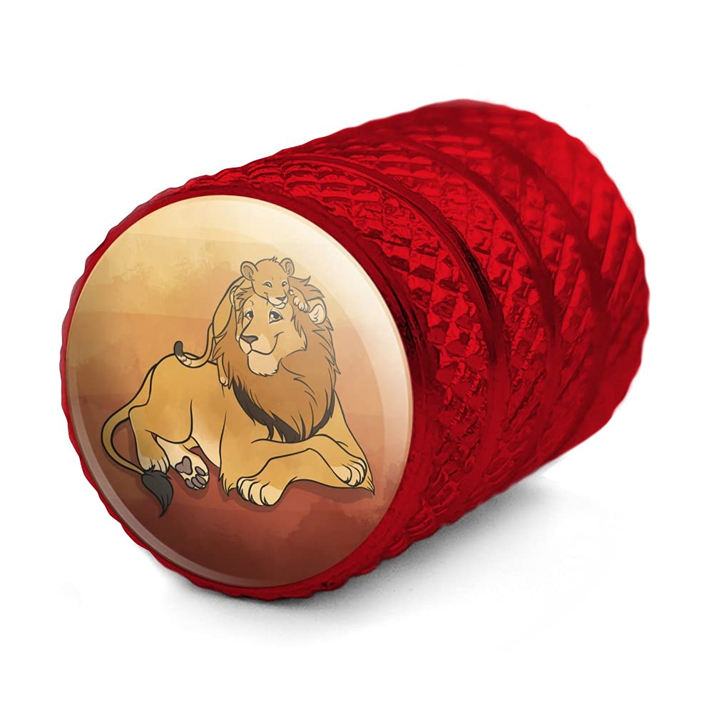Dad Lion and Cub Motorcycle & Bicycle Valve Stem Caps - Durable Aluminum Wheel Rim Tire Accessories for Bikers - Perfect for Customizing Motorcycles, Bikes & Scooters