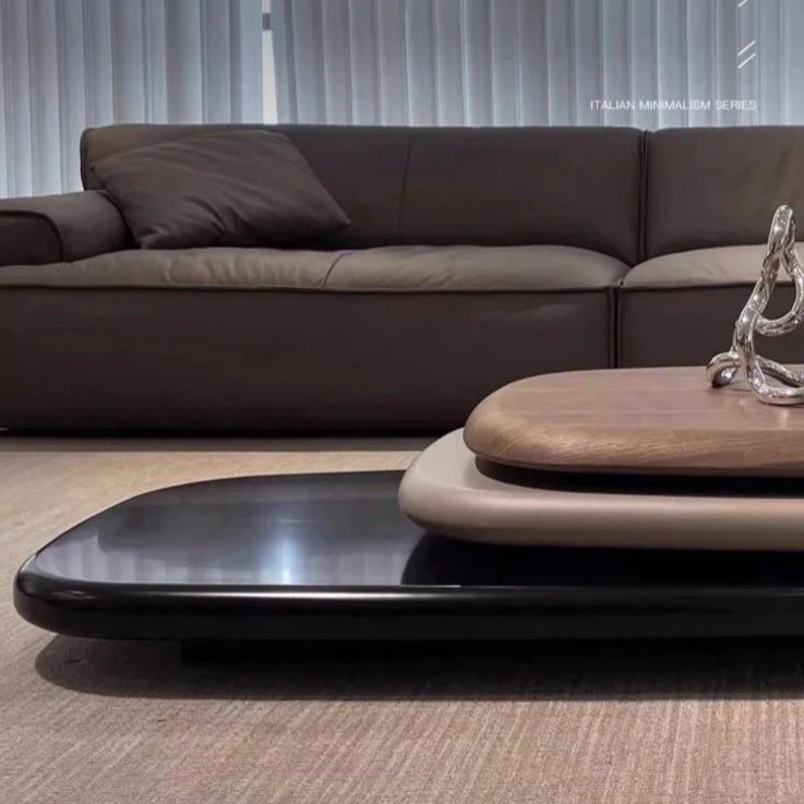 Italian Design Pebbles Rotating Coffee Table - Modern Round Living Room Center Table with 360° Swivel Top for Home, Office & Lounge Decor | Perfect for Small Spaces, Apartments & Coffee Shops