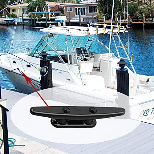 6 Inch Heavy Duty Nylon Boat Dock Cleats (4 Pack) - Black Marine Grade Cleats for Docking Boats, Canoes, Pontoons, Yachts & Kayaks - Perfect for Secure Mooring, Rope Tie-Downs and Watercraft Anchoring