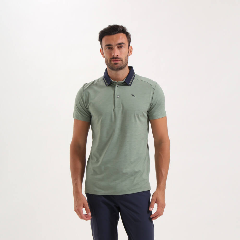 ALETTO Men's Lightweight Melange Sunblock Polo Shirt - UPF 50+ UV Protection, Breathable & Quick-Dry for Golf, Tennis & Outdoor Activities - Final Sale