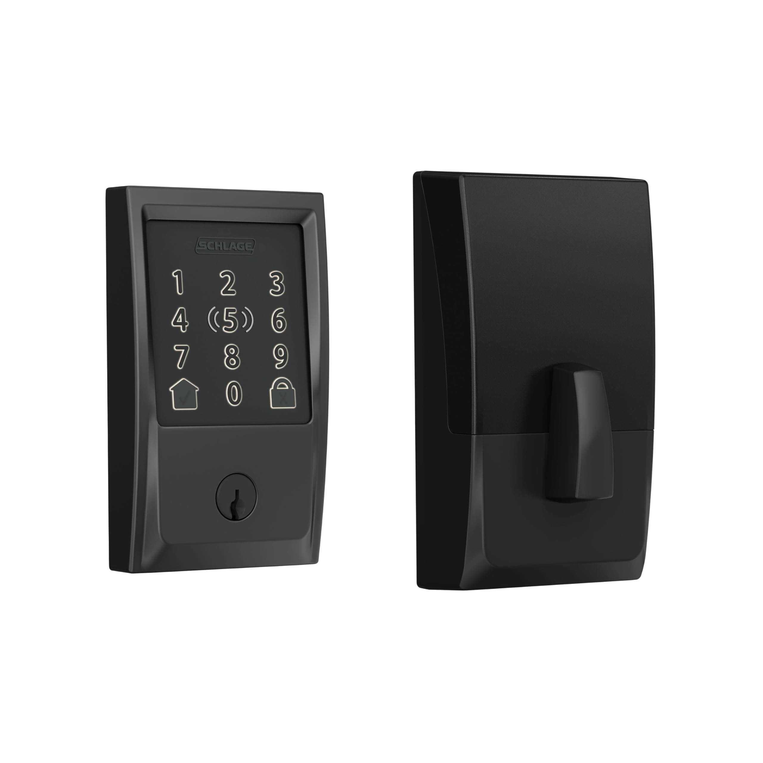 Schlage Encode Plus Smart Wi-Fi Deadbolt Lock - Keyless Entry with Apple Watch, Built-in WiFi & App Control - Easy Installation - Works with Alexa & Apple HomeKit - Matte Black - Secure Smart Lock for Front Door, Apartment & Vacation Homes