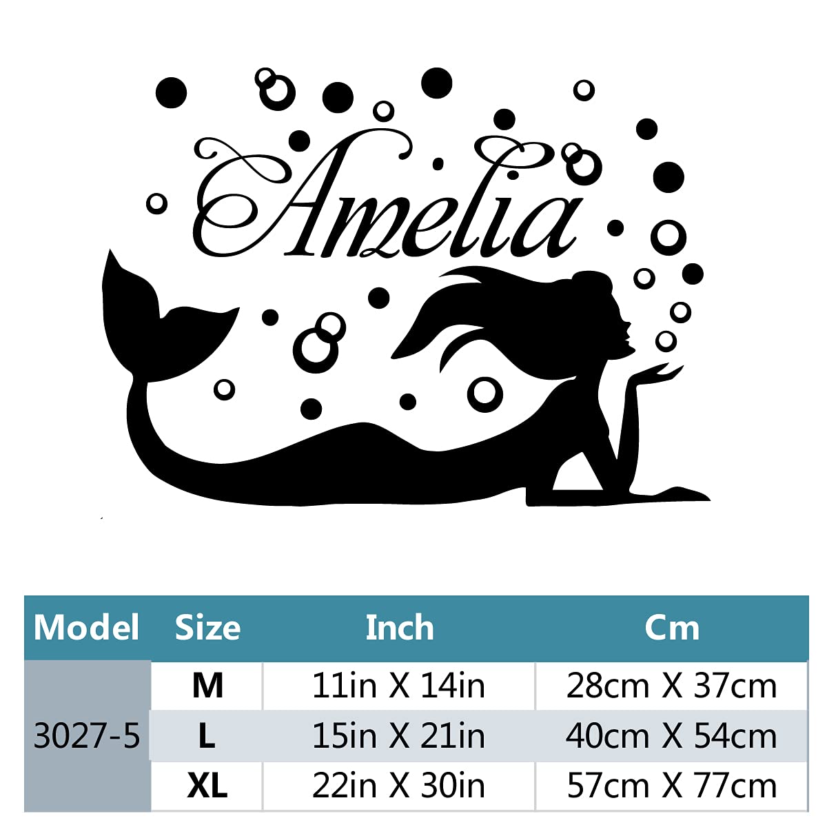 Mermaid Family Name Wall Stickers - Kids Room Decor for Bedroom & Nursery