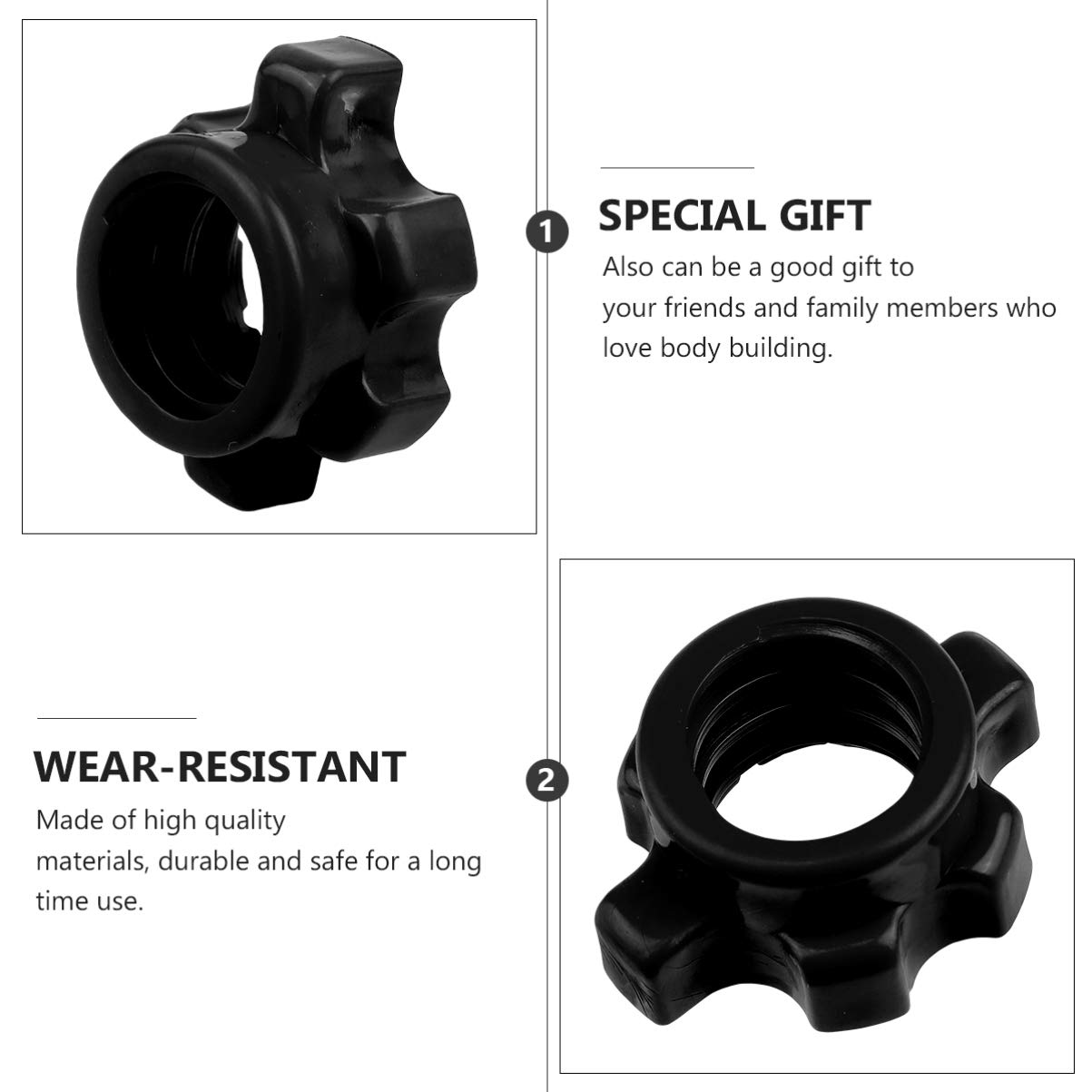 VOSAREA 4-Piece Dumbbell Bar Nut Set - Spin Screw Clamp for Weightlifting & Strength Training - Gym Equipment Accessories for Home & Commercial Use