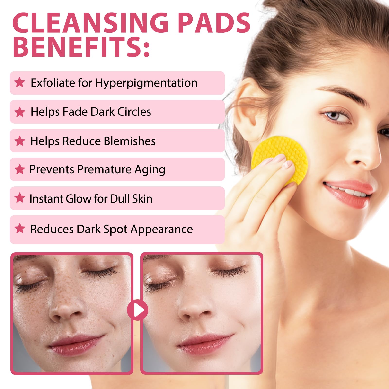 Turmeric Cleansing Pads for Face & Body - 40PCS Exfoliating Pads to Unclog Pores, Remove Excess Keratin, Balance Oil & Water - Gentle, Non-Irritating Skincare for Acne-Prone & Sensitive Skin - Perfect for Daily Cleansing & Post-Workout Refresh