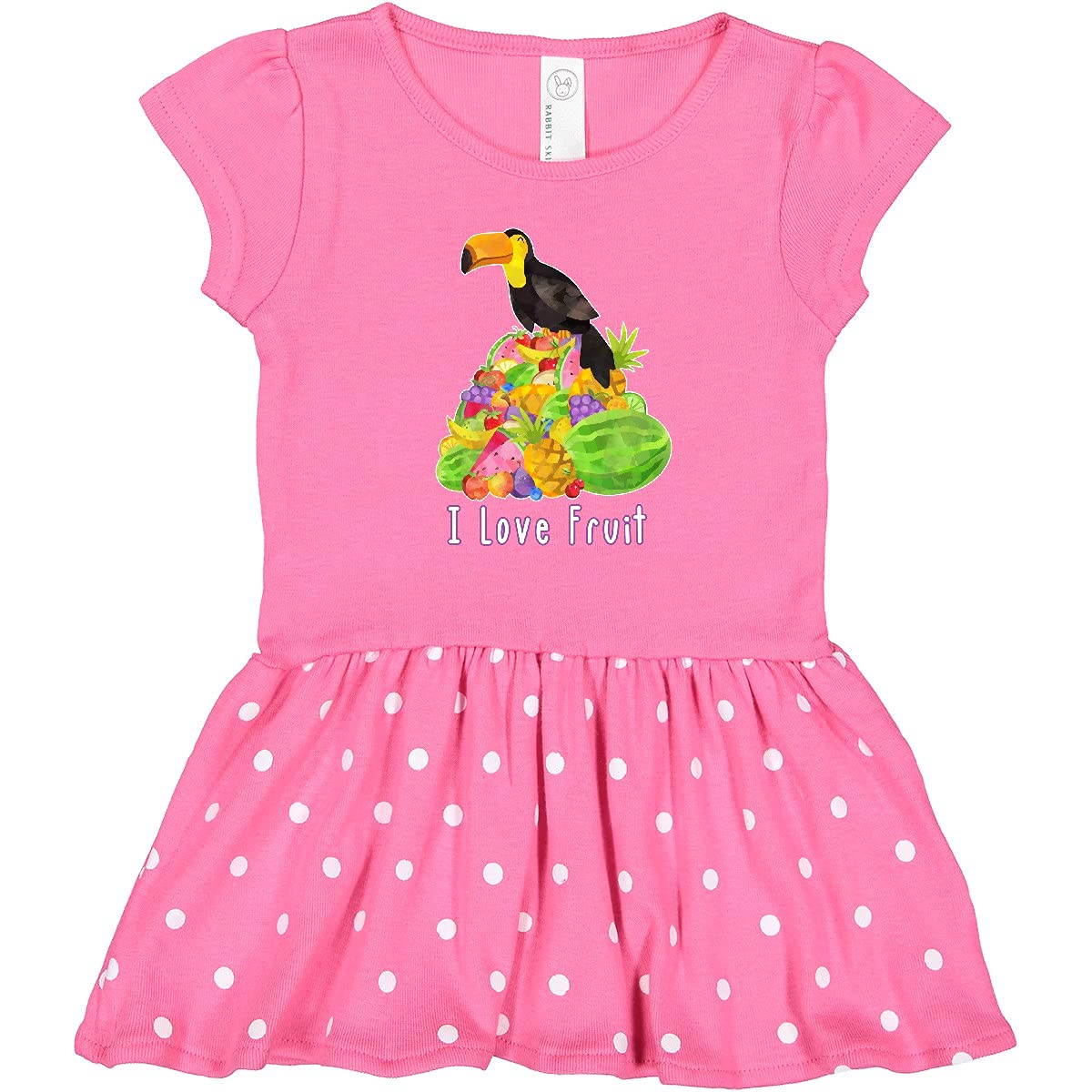 Inktastic I Love Fruit Toucan Toddler Dress - Cute Tropical Bird Print Girls' Outfit for Playdates, Parties & Summer Fun
