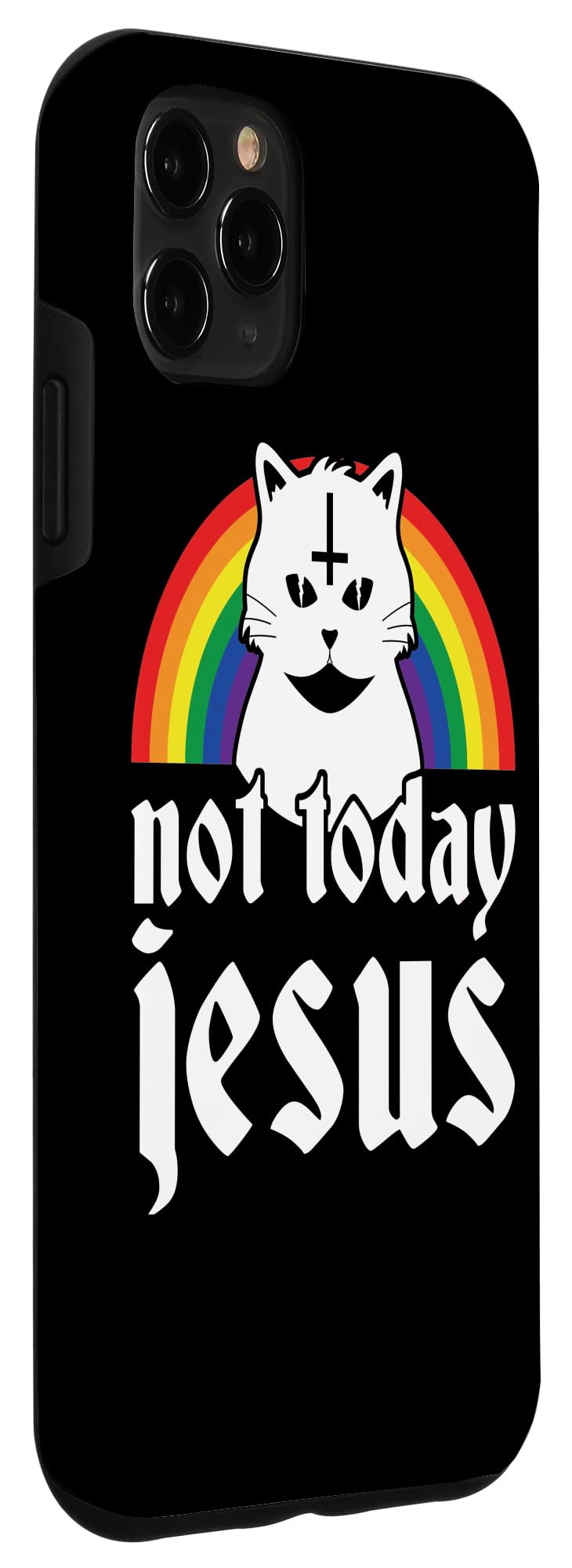 iPhone 11 Pro Max Case - Gothic Rainbow Satanic Cat Design - Perfect for Concerts, Gifts & Alternative Lifestyle (Shockproof Protective Cover)