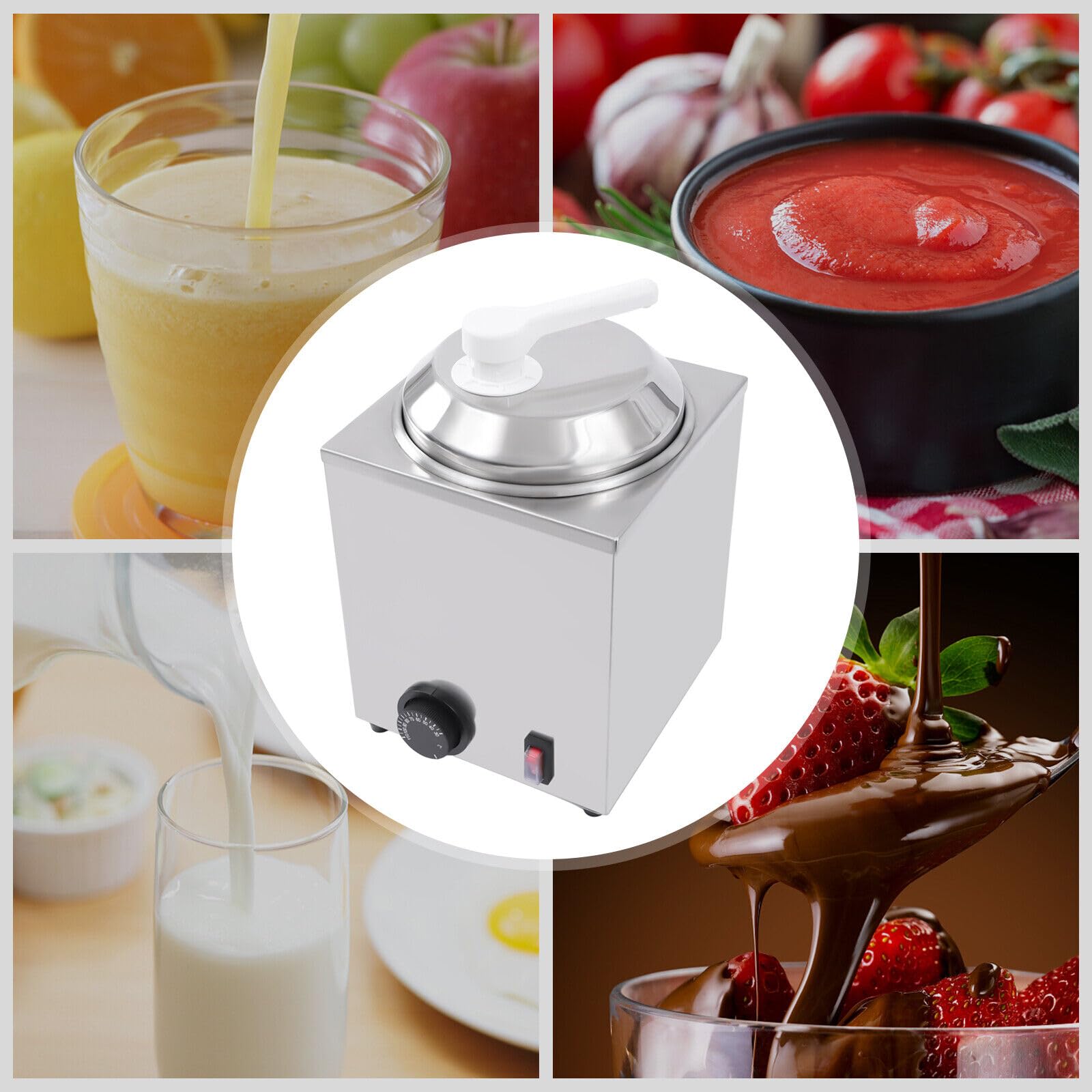 **Electric Cheese Dispenser with Pump - 2.4Qt Stainless Steel Nacho Cheese Warmer, 650W Hot Fudge & Caramel Butter Dispenser - Perfect for Parties, Cinemas & Restaurants**