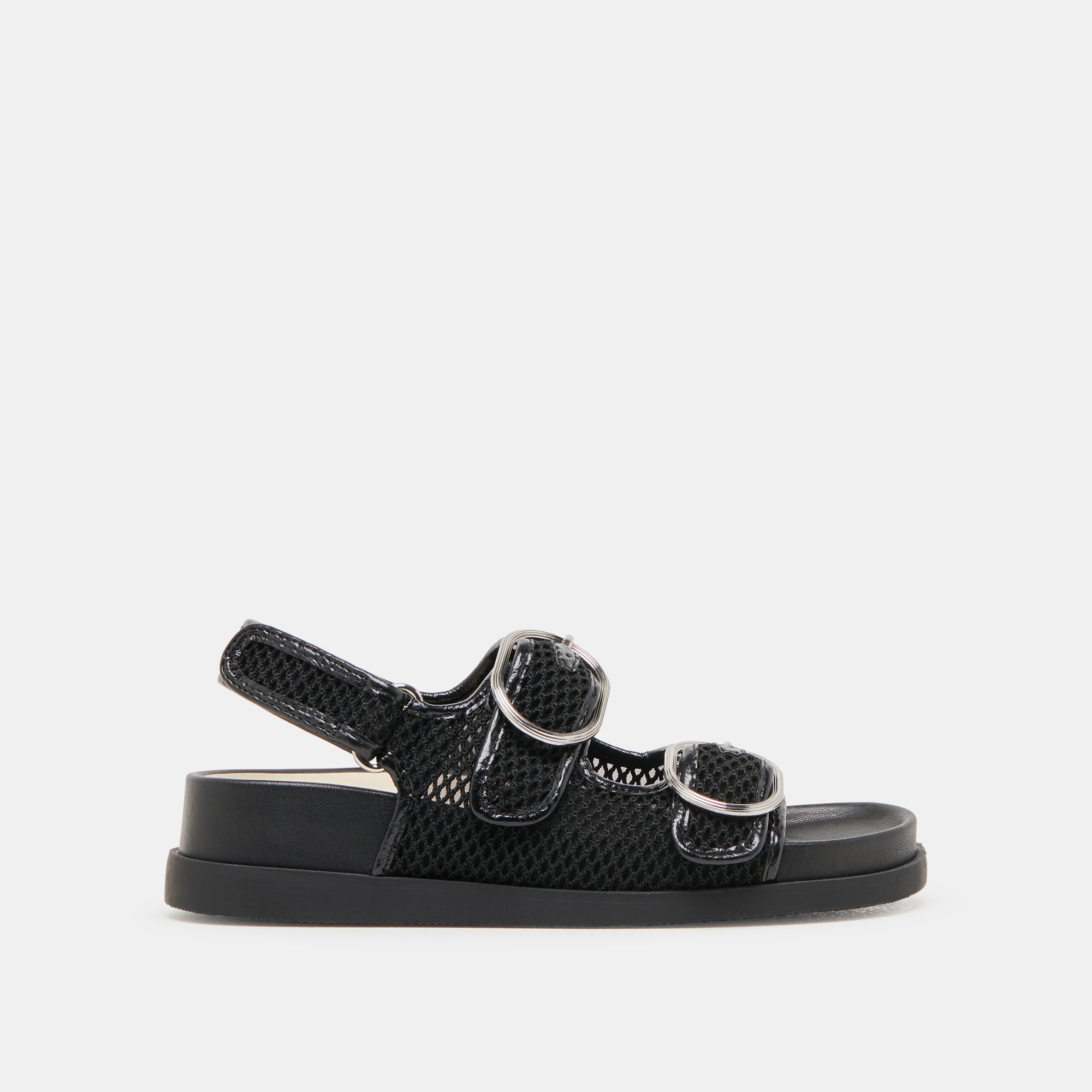 Starla Women's Black Woven Mesh Sandals - Breathable Comfortable Summer Slide Shoes for Beach, Pool, and Casual Outings