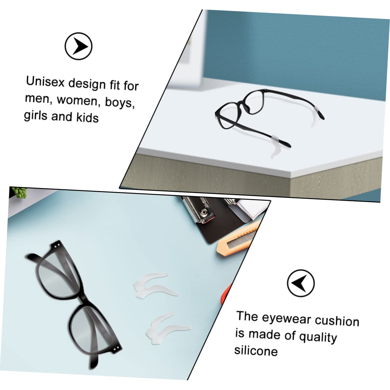 Uonlytech 30 Pairs Non-Slip Silicone Glasses Nose Pads & Anti-Slip Glasses Hooks - Soft Comfortable Eyewear Accessories for Reading Glasses, Sunglasses & Safety Glasses - Perfect for Sports, Work & Daily Use