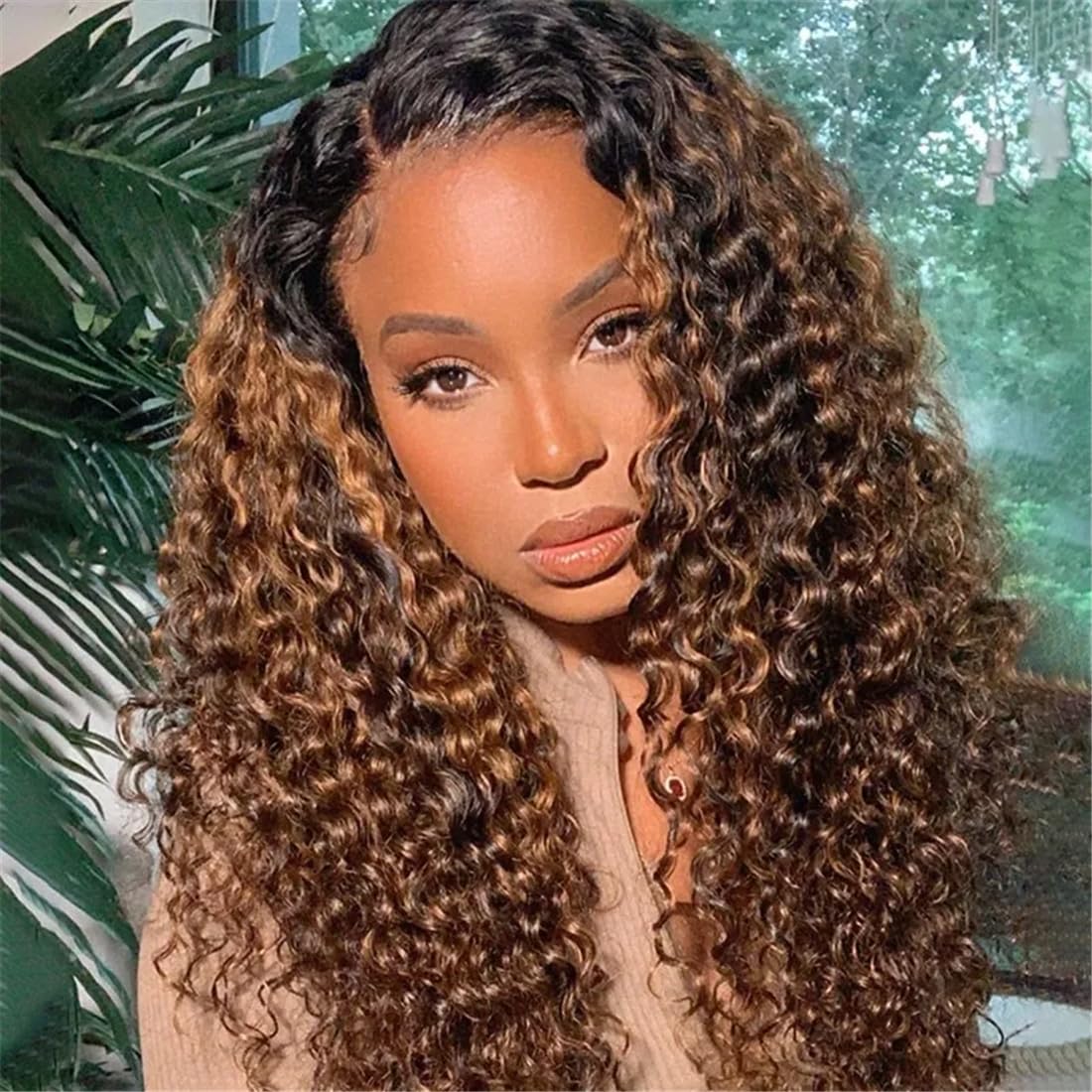 Sunber 12A Ombre Brown Curly Human Hair Extensions - 3 Bundles 100% Brazilian Virgin Jerry Curly Weave (10/12/14 Inch) - Two Tone FB30 Brown Highlight for Natural Look | Perfect for Daily Wear, Parties & Special Occasions