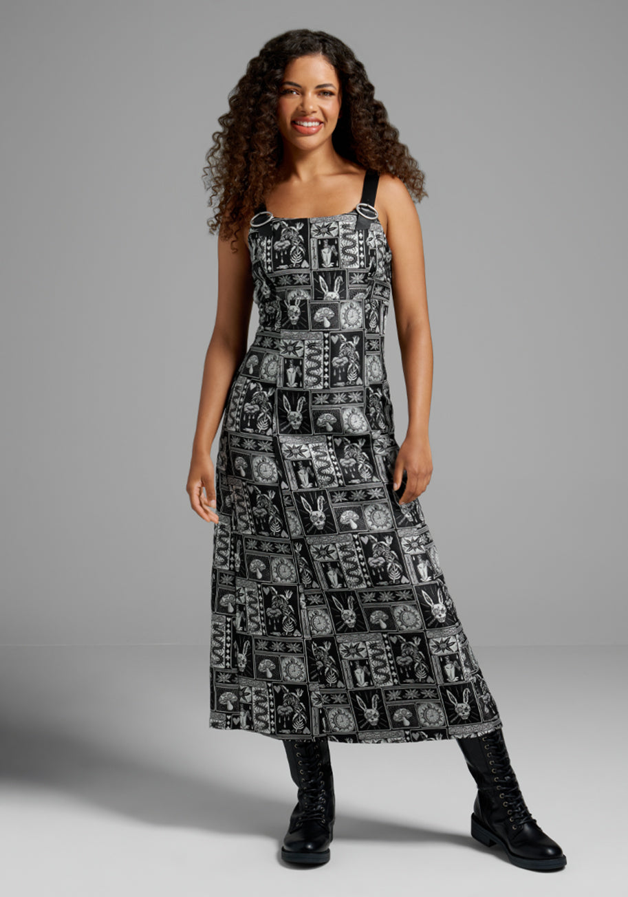 Meet My Dark Side Midi Dress - Elegant Black Flowy Dress for Women | Perfect for Date Night, Cocktail Parties & Evening Events