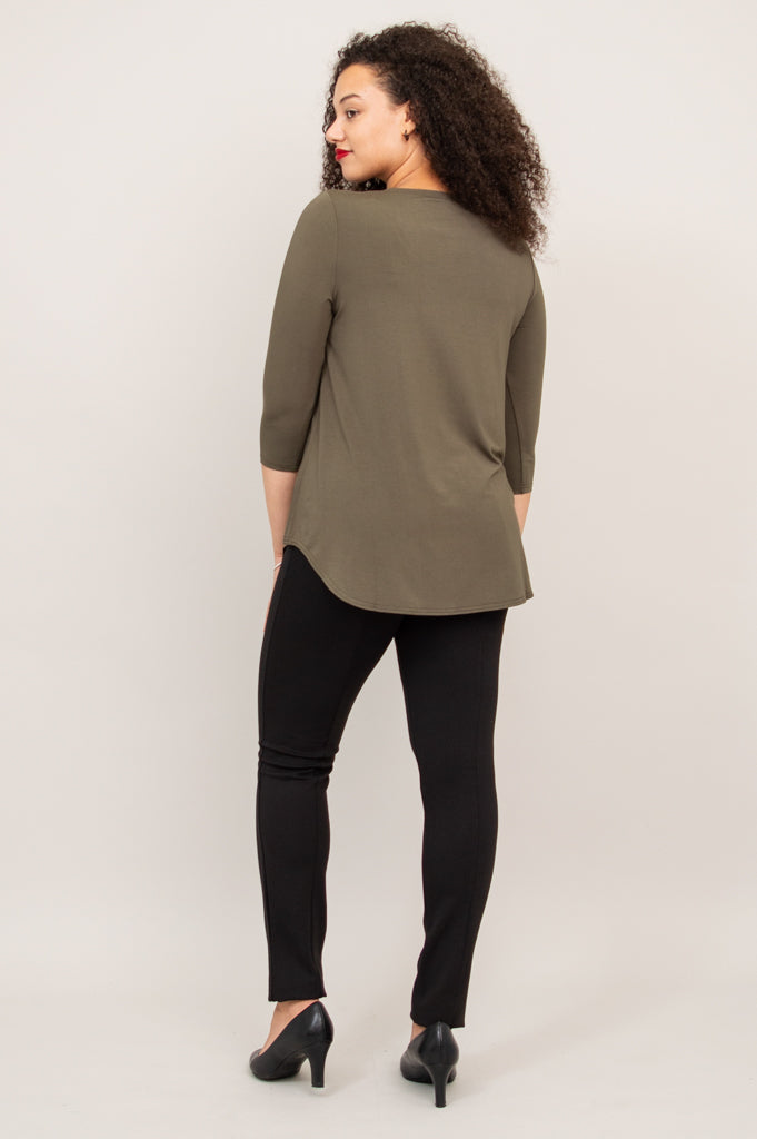 Jazz 3/4 Sleeve Women's Casual Top in Khaki - Soft Bamboo Fabric for Summer Outfits & Office Wear