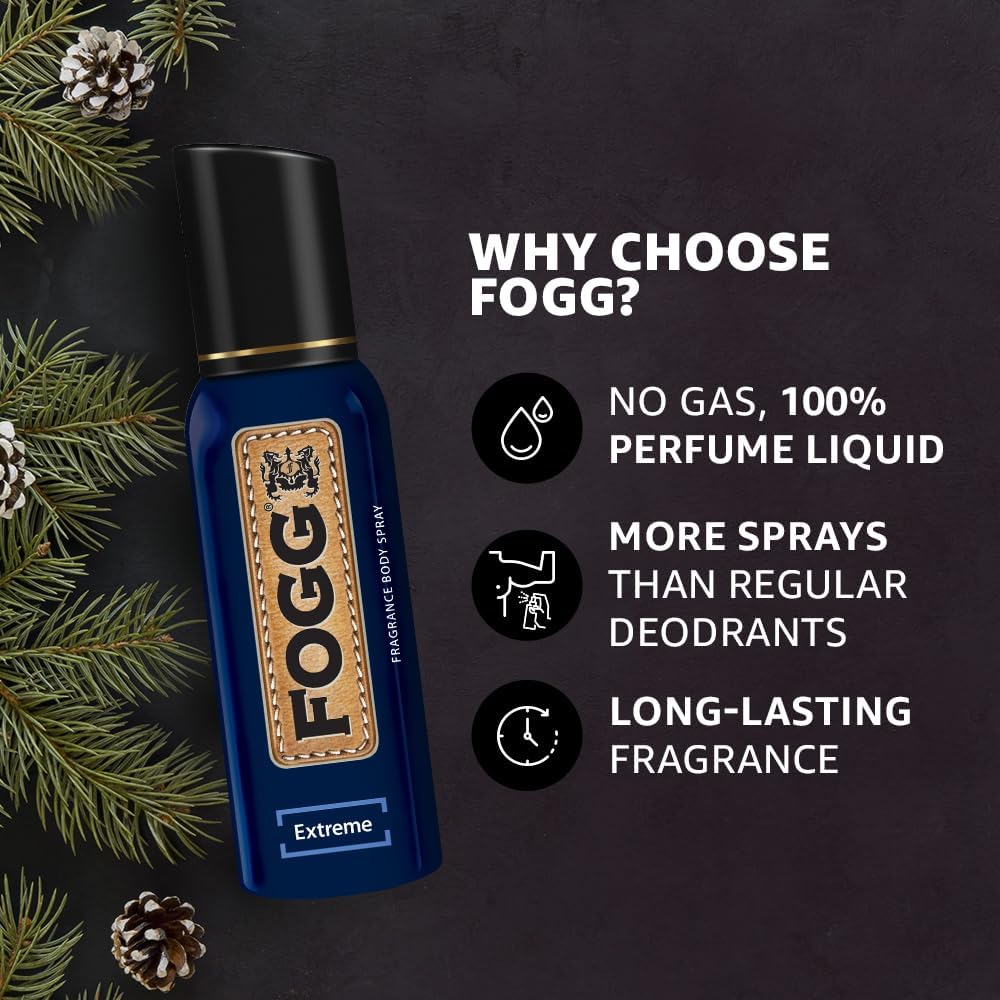 Foggs Fantastic Extreme No Gas Deodorant for Men - Long Lasting Body Spray & Perfume (150ml) - Fresh All Day for Work, Gym & Outdoor Activities