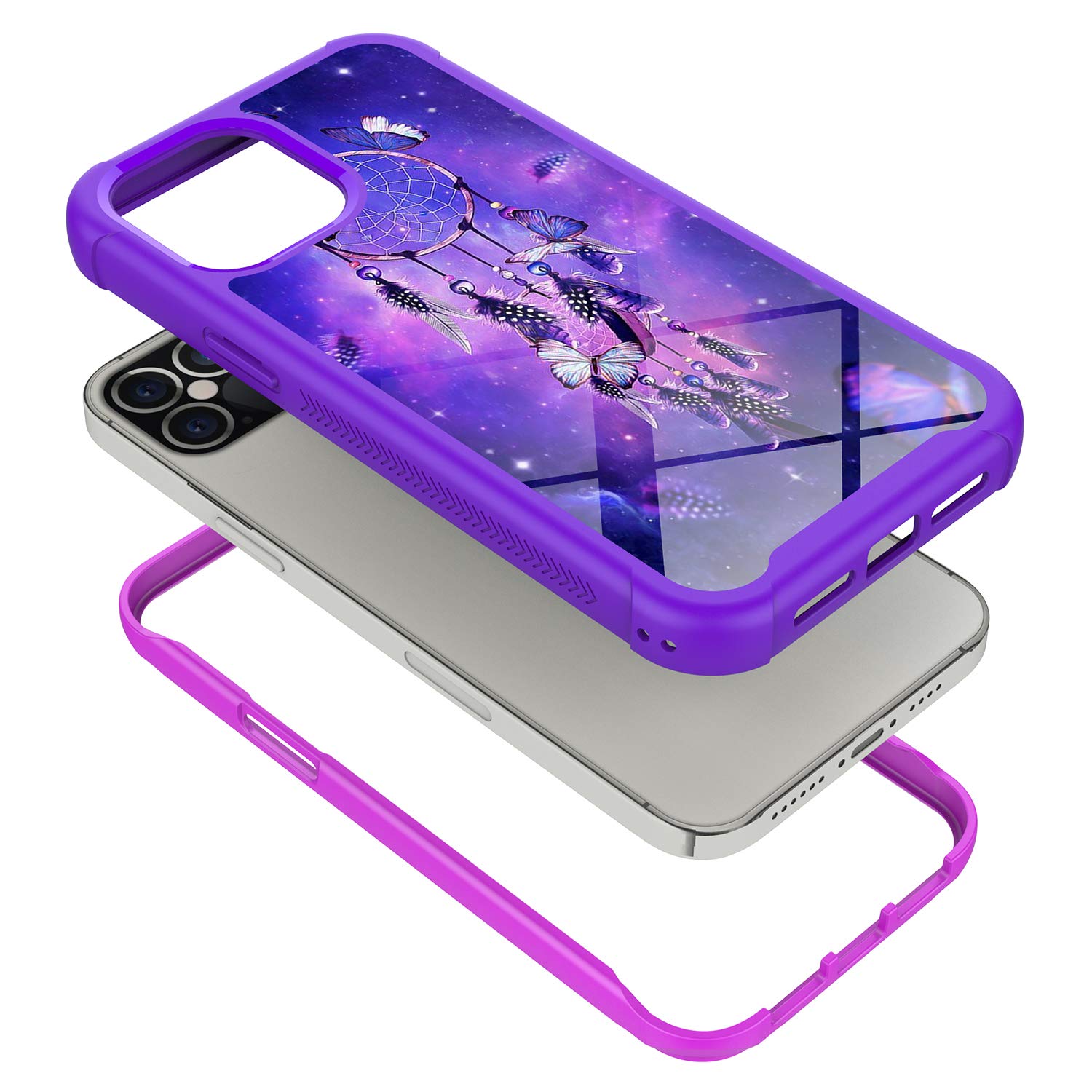 iPhone 12 Pro Max Case 6.7 Inch - Rosebono Hybrid IMD Design, Anti-Scratch Silicone Cover with Fashion Graphic (Dream Catcher) - Perfect for Daily Protection & Style Enhancement