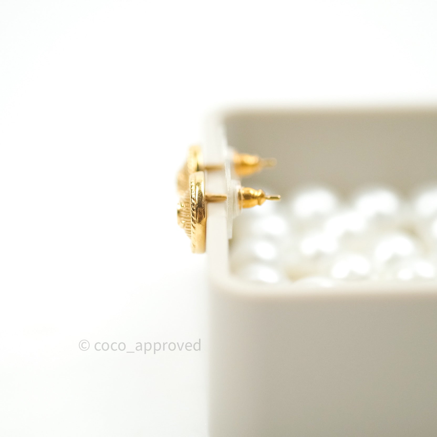 Chanel CC Logo Stud Earrings in Gold Tone - 18A Collection - Perfect for Parties, Weddings & Everyday Elegance