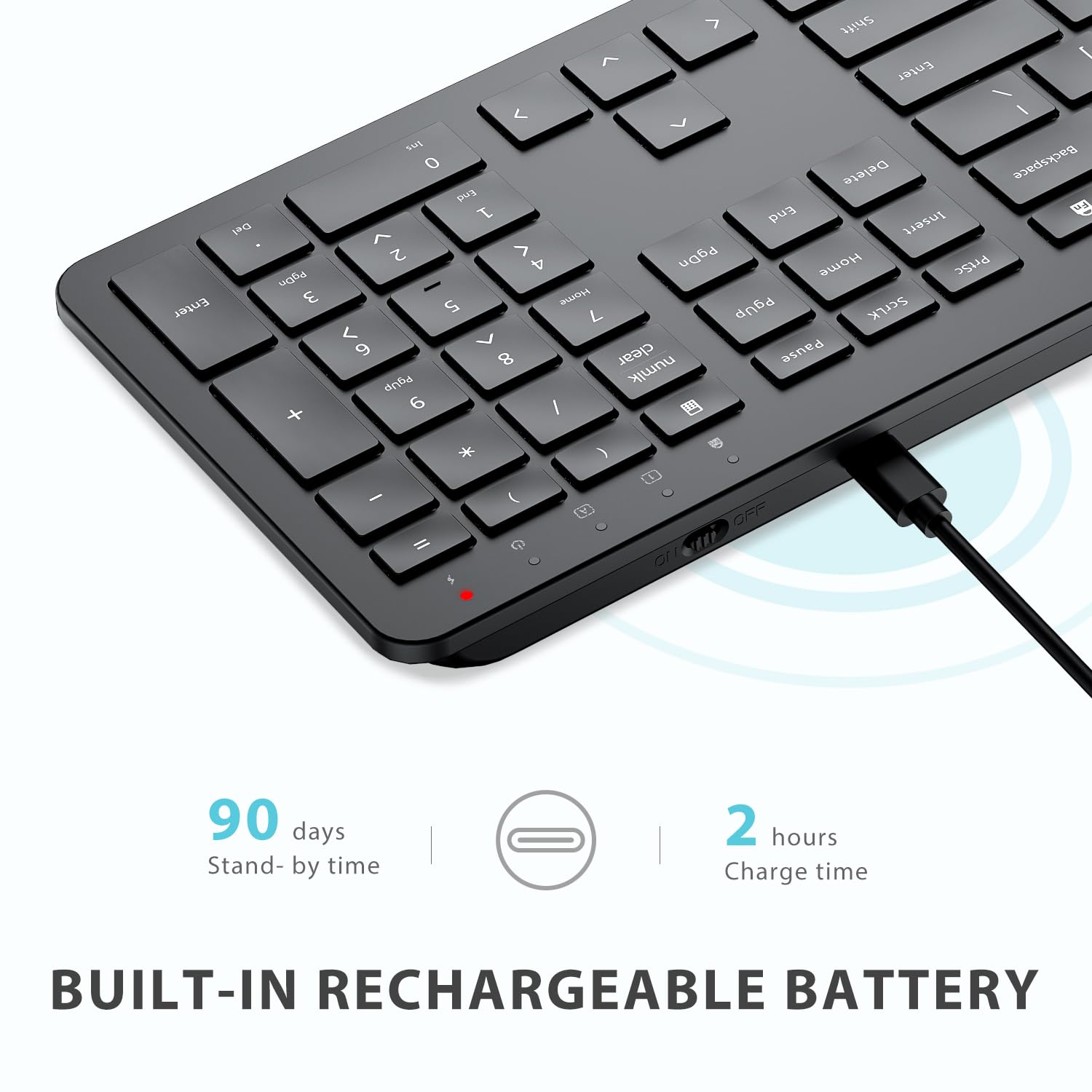 iClever GK08 Wireless Keyboard and Mouse Combo - Ultra Slim Full Size Keyboard with Number Pad, 2.4G Stable Connection for Windows & Mac OS (Black) | Perfect for Office, Home & Gaming Use