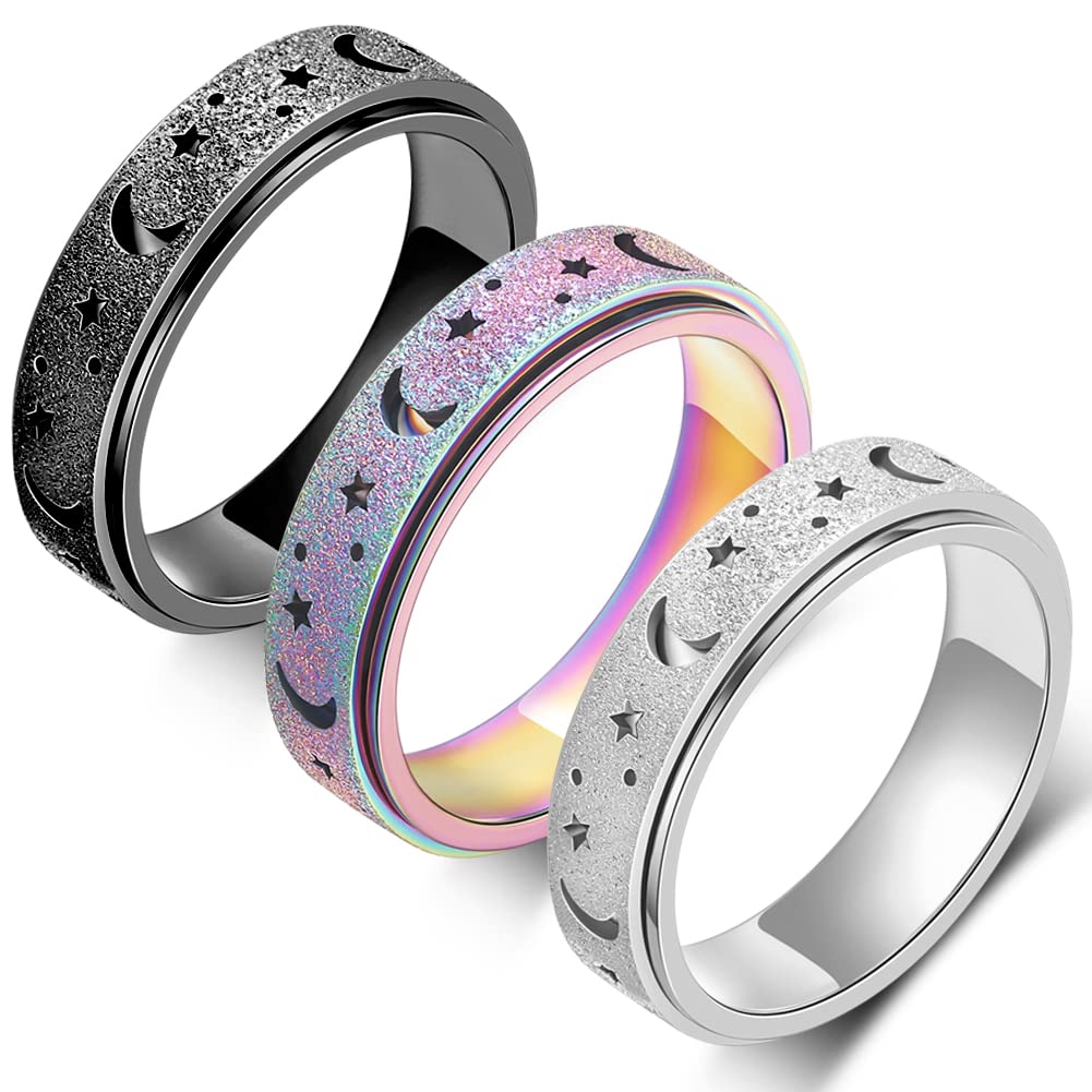 MHWTTY Fidget Spinner Ring for Women & Men - Stress Relief Anxiety Ring with Spinner, Sensory Fidget Toy for Adults & Kids - Perfect for ADHD, Autism, Office & Classroom Focus