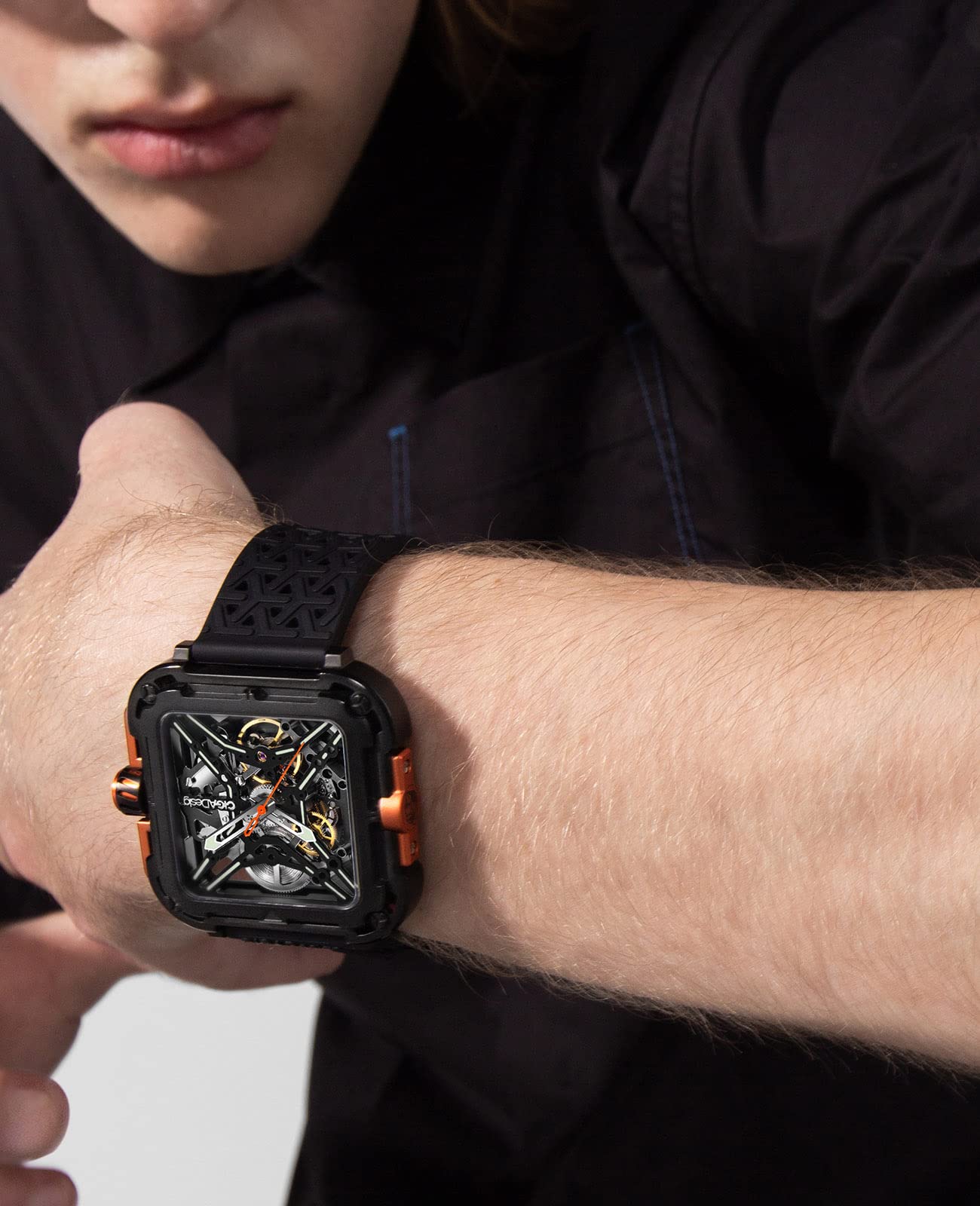 CIGA Design X Series Automatic Mechanical Watch - SUV Inspired Anti-Shock Design, Sapphire Crystal, Skeleton Dial with Silicone/Nylon Strap - Unisex Fashion Watch for Men & Women | Perfect for Outdoor Adventures, Business Meetings & Everyday Wear