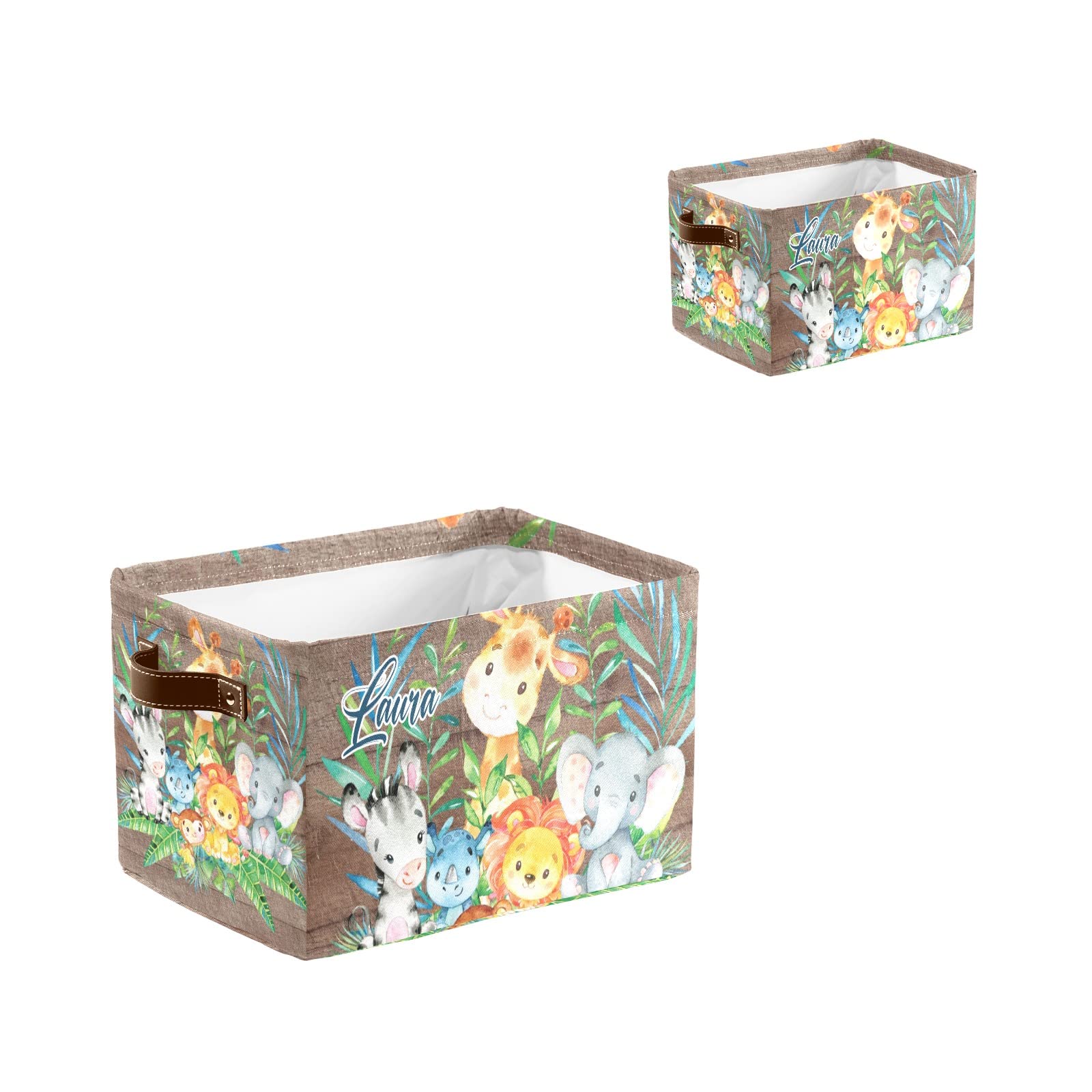 Personalized Animal Forest Waterproof Storage Box - Custom Name Cloth Towel & Book Organizer for Bathroom, Office & Nursery (1 Pack) | Durable Multi-Purpose Storage Basket for Home Organization
