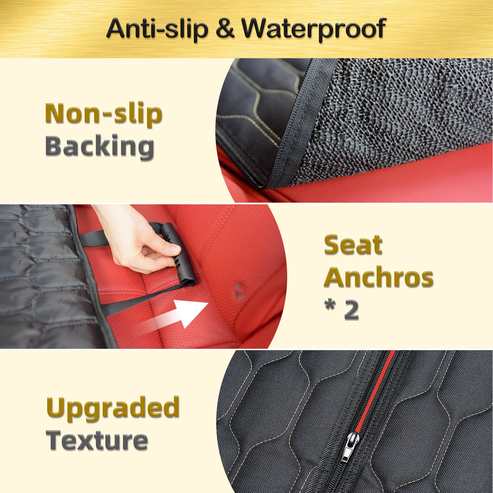 GD093 4-in-1 Waterproof Dog Car Seat Cover - Durable Pet Protection for Backseat & Cargo Area - Perfect for Travel, Hiking & Outdoor Adventures