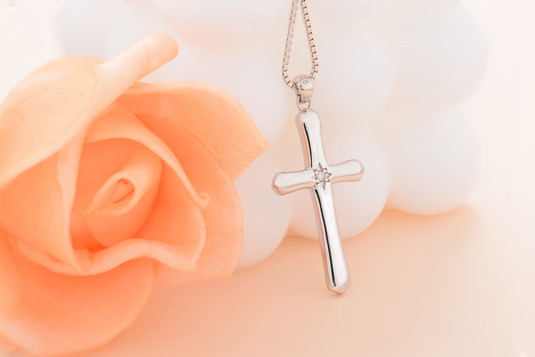 FULULAY Sterling Silver Cross Necklace for Women - Religious Cross Pendant Jewelry Gift for Girlfriend, Wife, Mother - Perfect for Birthday, Christmas & Special Occasions - Elegant Everyday Wear & Church Accessory