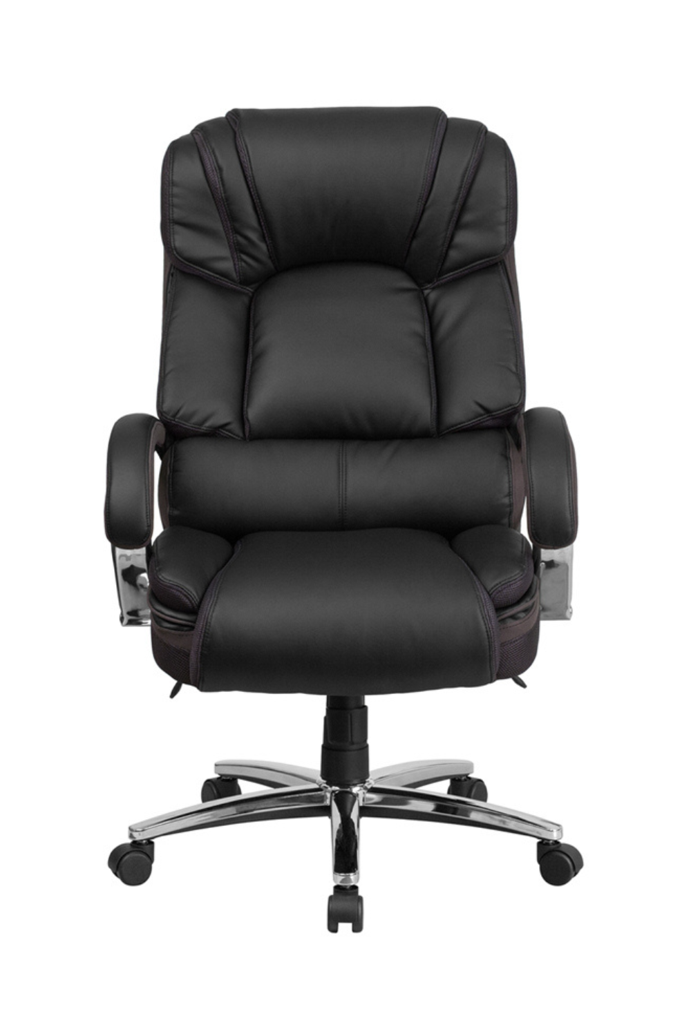 Hercules Series Big & Tall 500 lb Capacity Executive Office Chair - Black Leather/Fabric Swivel Ergonomic Chair with Chrome Base & Adjustable Arms | Perfect for Heavy Duty Home & Office Workspaces