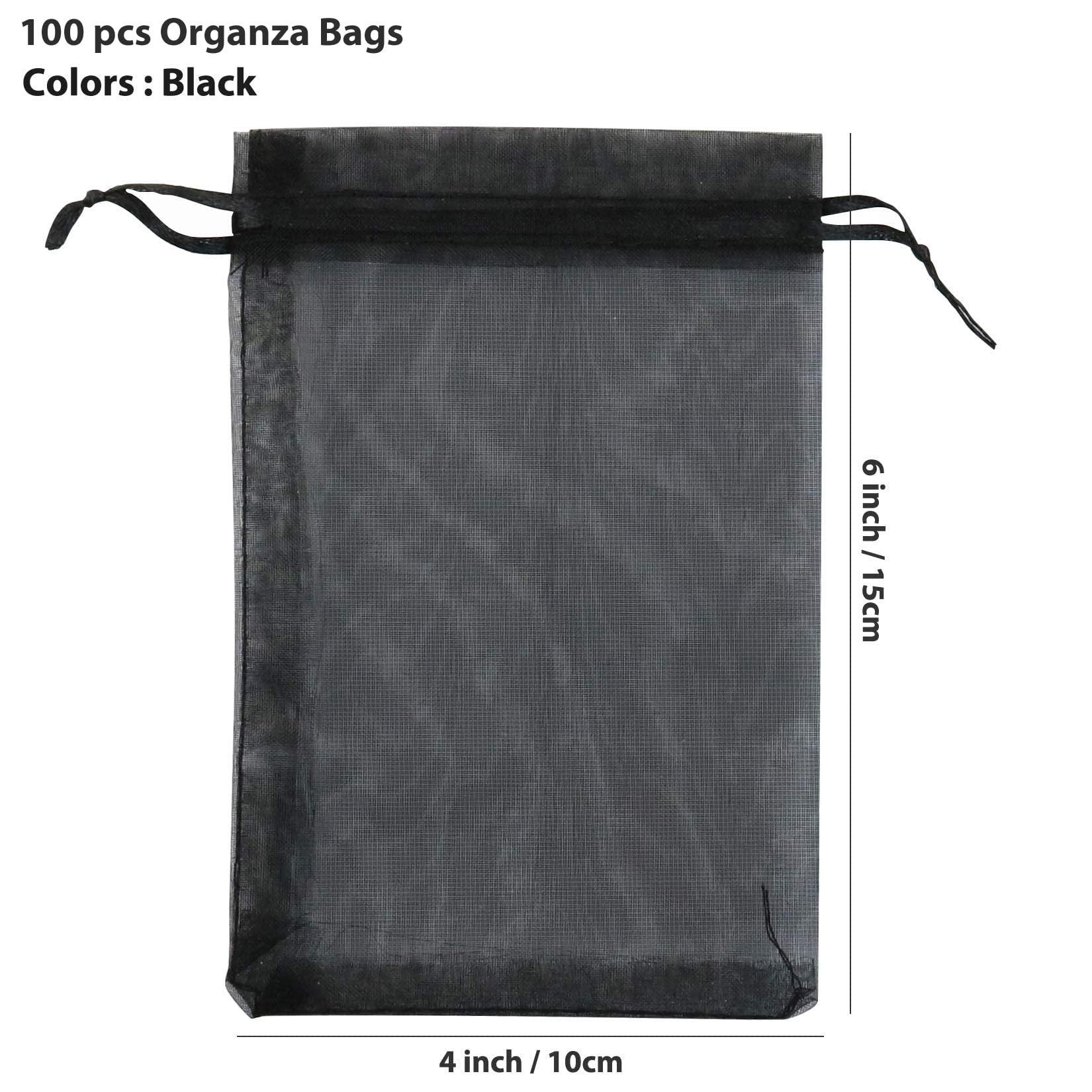 ANZNKU 100 Pack Premium Black Organza Drawstring Bags 4x6 Inches - Wedding Favor Bags, Jewelry Gift Bags for Party, Christmas, Birthday - Perfect for Wedding Favors, Jewelry Packaging & Party Giveaways