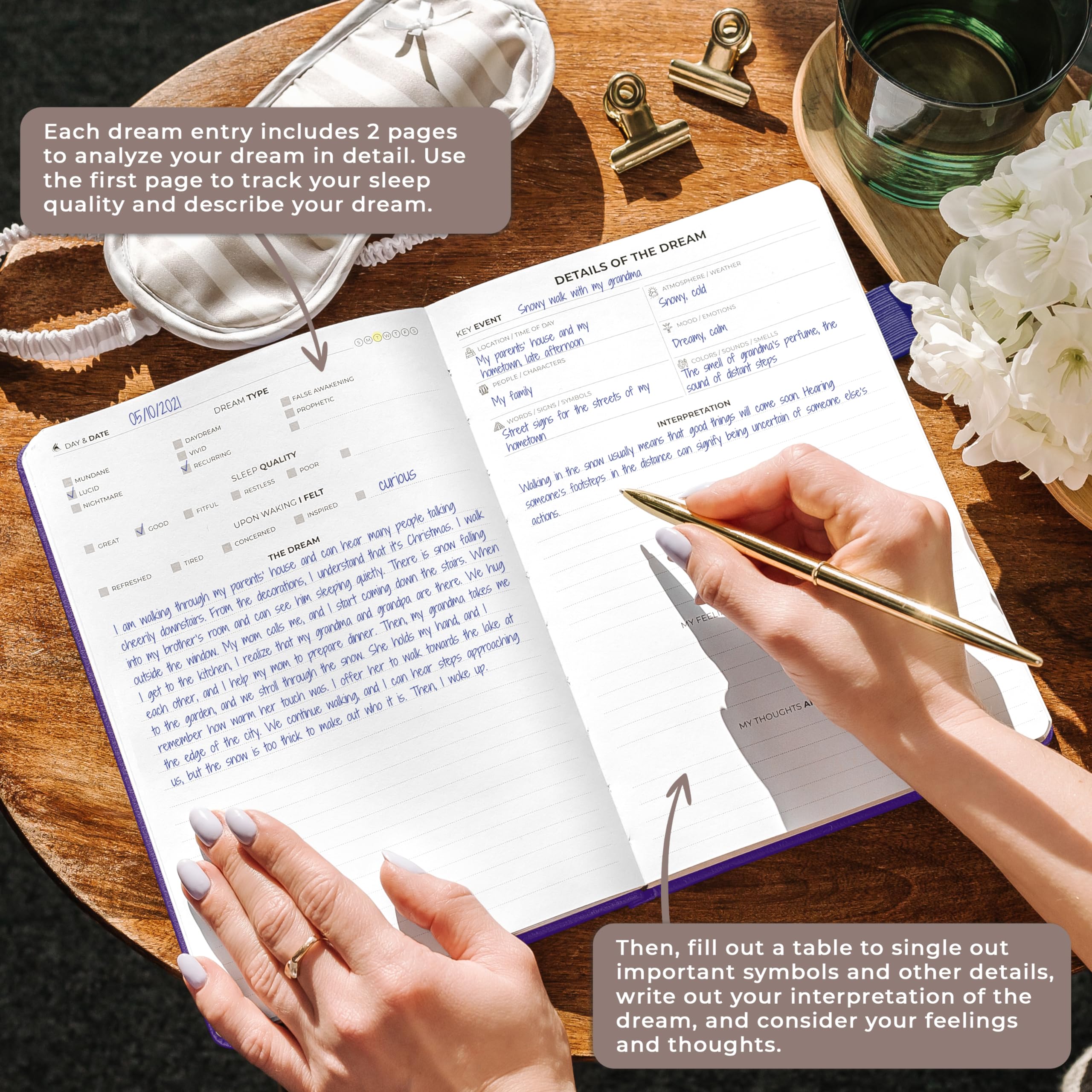 Clever Fox Dream Journal – Guided Dream Diary for Women, Men & Kids – Hardcover Notebook for Recording & Analyzing Dreams – Perfect for Lucid Dreaming, Self-Discovery & Therapy (Purple)