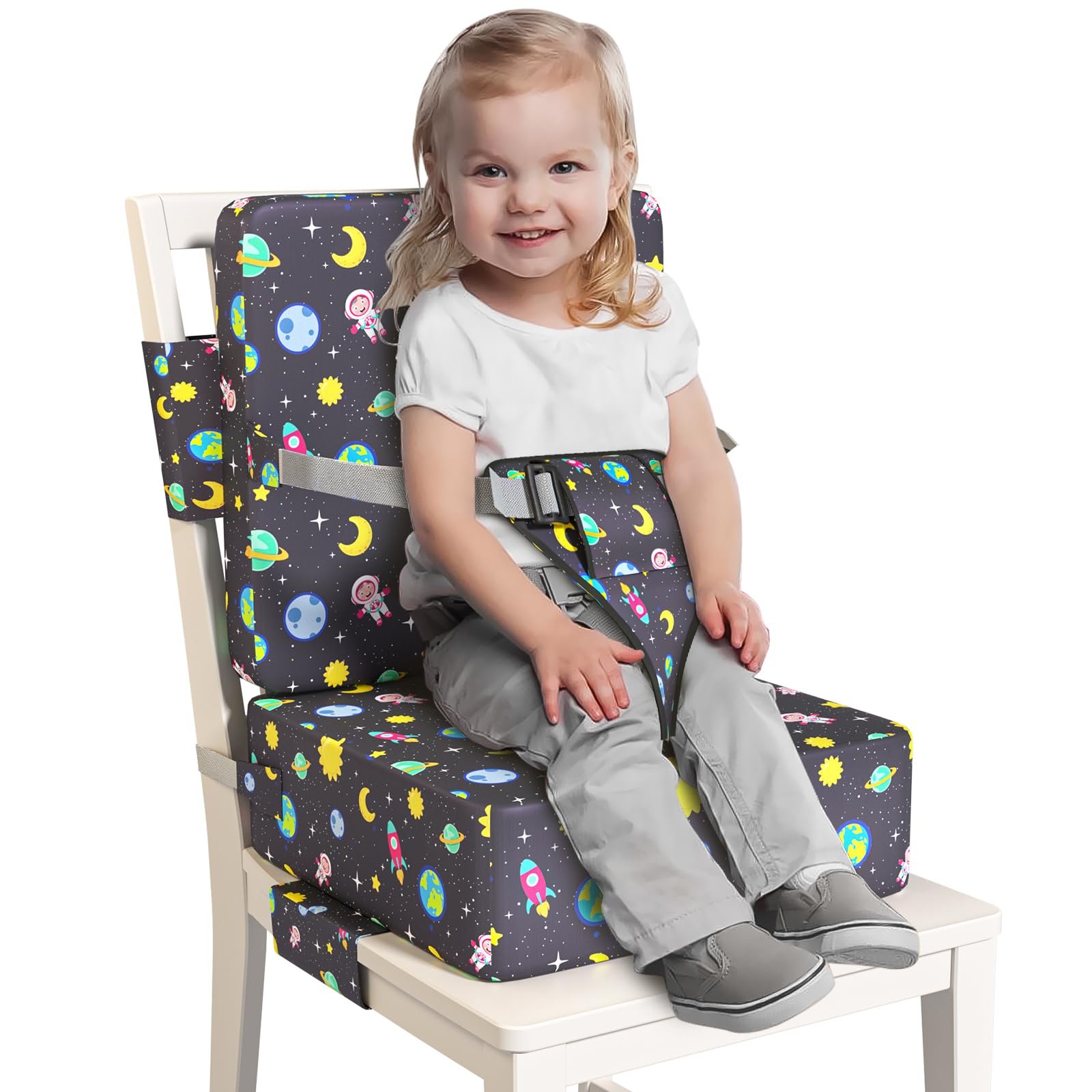 **Toddler Booster Seat for Dining Table with Safety Buckles – Anti-Scratch & Easy Cleaning High Chair for Kids – Perfect for Home, Restaurants, and Travel**