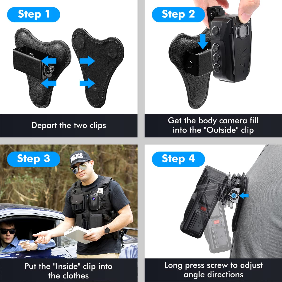 BOBLOV M5 2K 64GB Police Body Camera with GPS, 1440P HD Body Worn Camera, 128GB Storage & 4200mAh Battery, IP67 Waterproof - Ideal for Law Enforcement, Security Guards, and Outdoor Activities