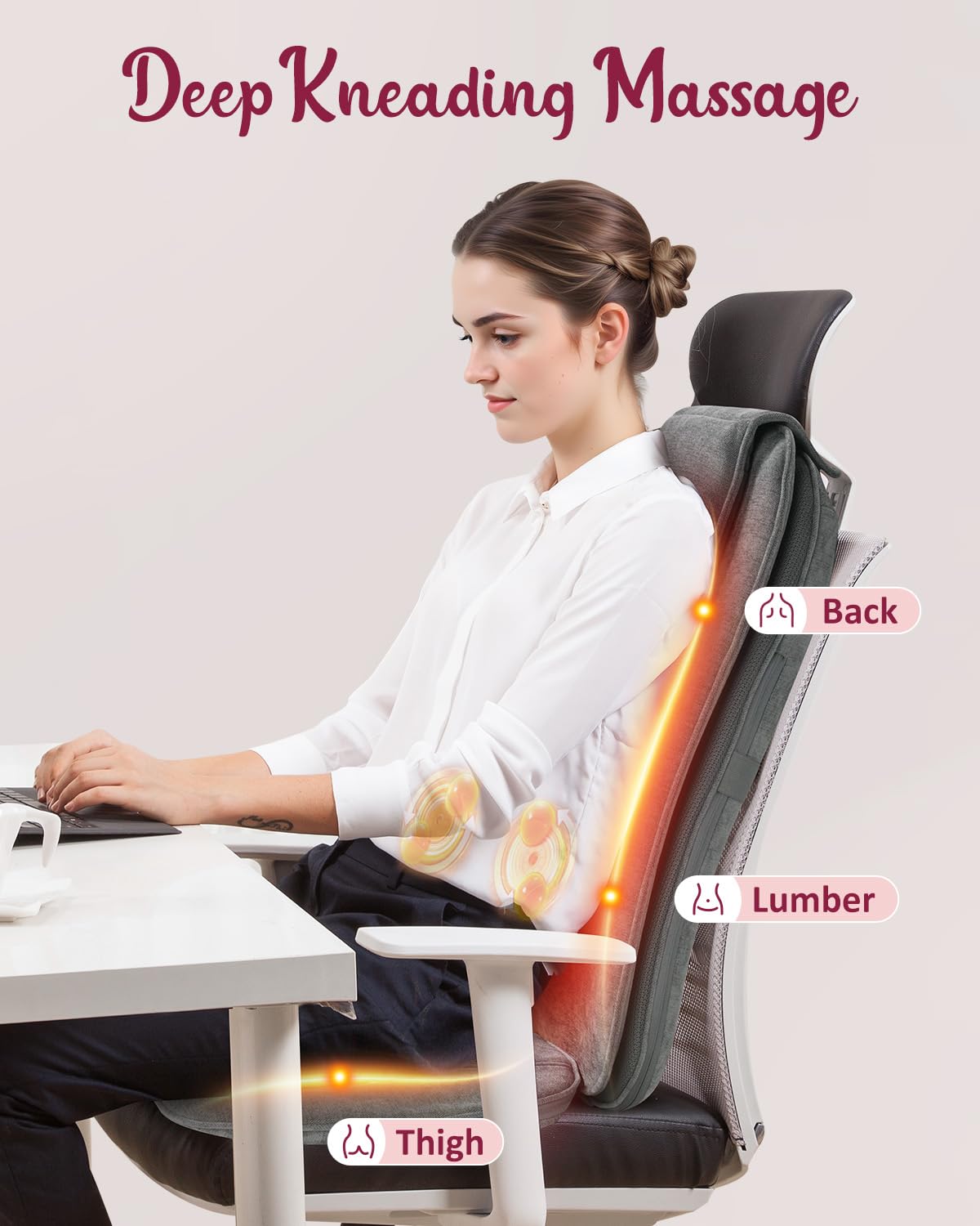 Shiatsu Back Massager with Heat - Deep Tissue Kneading Massage Chair Pad & Vibration Seat Cushion for Home & Office Use - Perfect Gift for Relaxation & Stress Relief - Ideal for Neck, Shoulder & Back Pain Relief After Work or Travel