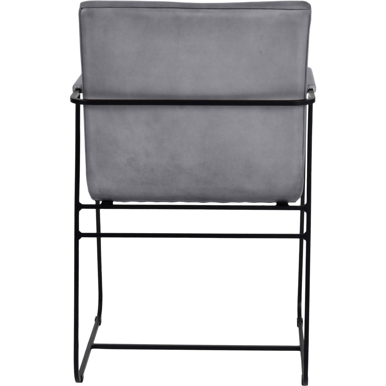 Belton Metal Framed Dining Chair With Arms - Fumee/Concrete Leather Upholstery - Modern Kitchen & Dining Room Furniture for Home & Restaurant Use