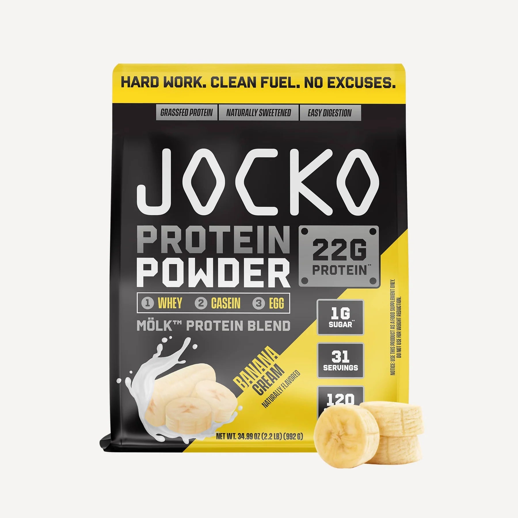JOCKO Mölk Protein Powder - Grass Fed Whey Protein Isolate & Concentrate, 31 Servings (Chocolate Flavor) for Muscle Recovery & Post-Workout Nutrition - Ideal for Gym, Fitness & Bodybuilding