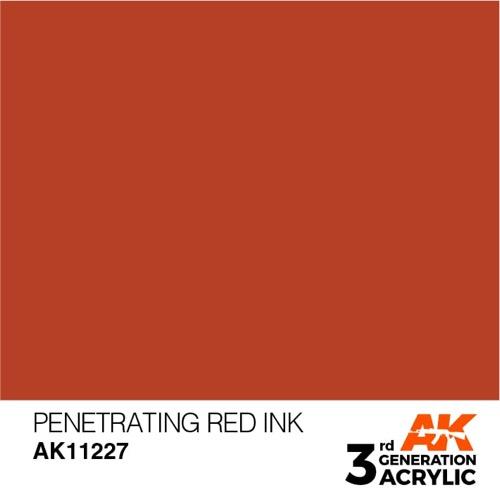 AK Interactive AK11227 Penetrating Red Ink 17ml - 3rd Generation Model Paint for Miniatures, Scale Models & War Gaming - Perfect for Weathering Effects and Realistic Details