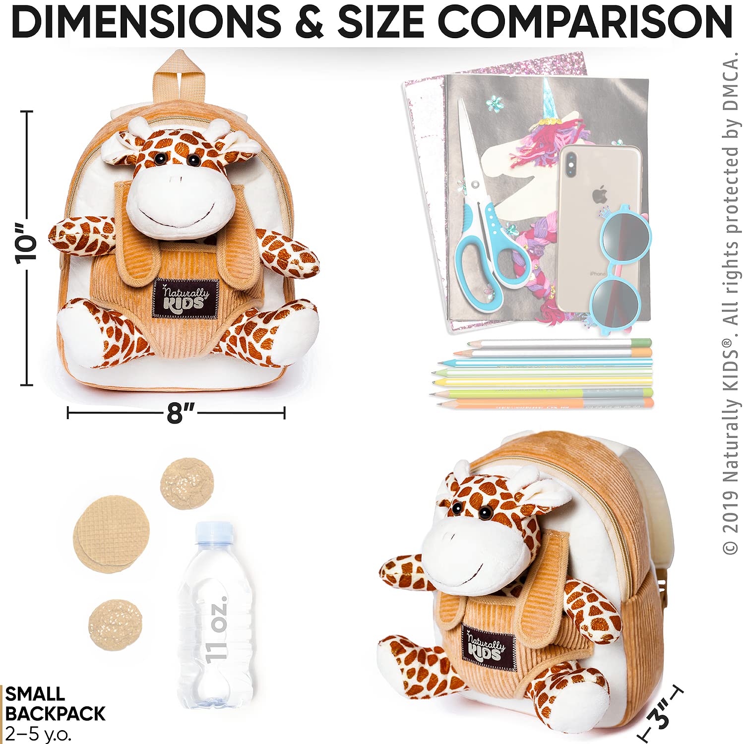 Giraffe Backpack for Kids 3-5 Years Old | Soft Stuffed Animal Toy & Cute Toddler Gift for Boys & Girls | Perfect for School, Travel & Playtime