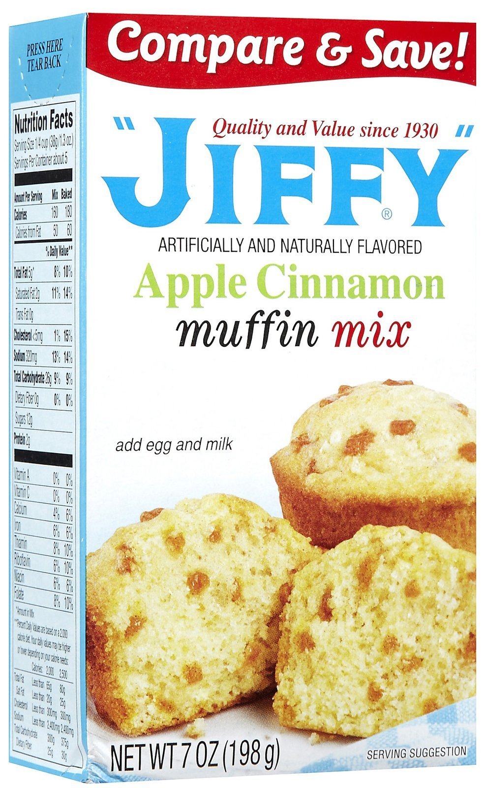 Jiffy Apple Cinnamon Muffin Mix - 7 oz Pack | Easy Homemade Breakfast & Snack | Perfect for Baking, Brunch, and Family Gatherings