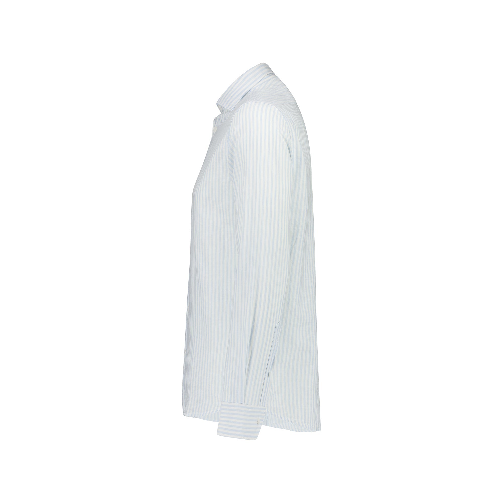 FRADI Men's Cotton Linen Blend Striped Casual Shirt - Breathable Summer Button Down Shirt in White & Sky Blue | Perfect for Beach Outings, Vacation Wear & Casual Office Attire