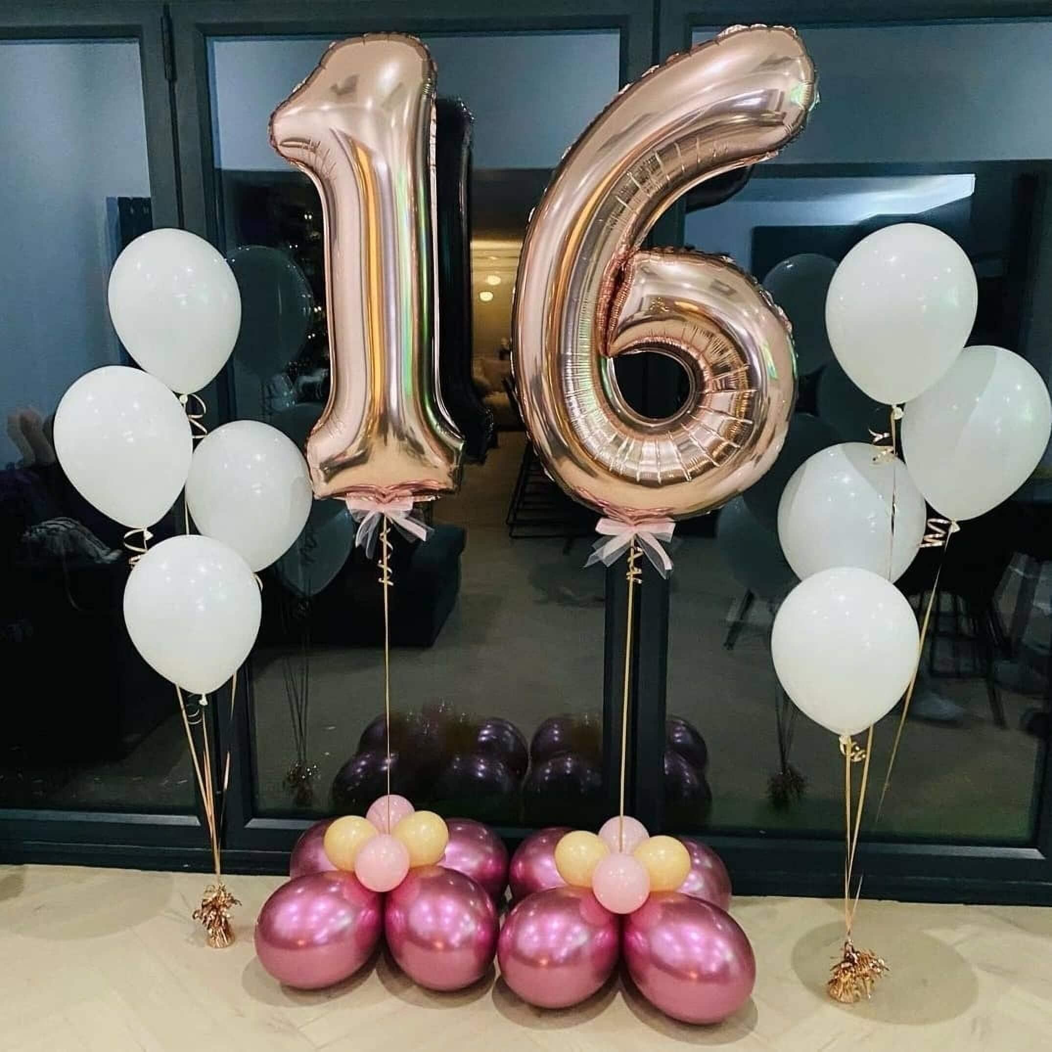 40 Inch Rose Gold 16 Number Balloons - Giant Jumbo Foil Mylar Helium Balloons for Birthday, Anniversary & Party Decorations - Perfect for 16th Birthday Celebrations, Sweet 16 Parties & Special Events