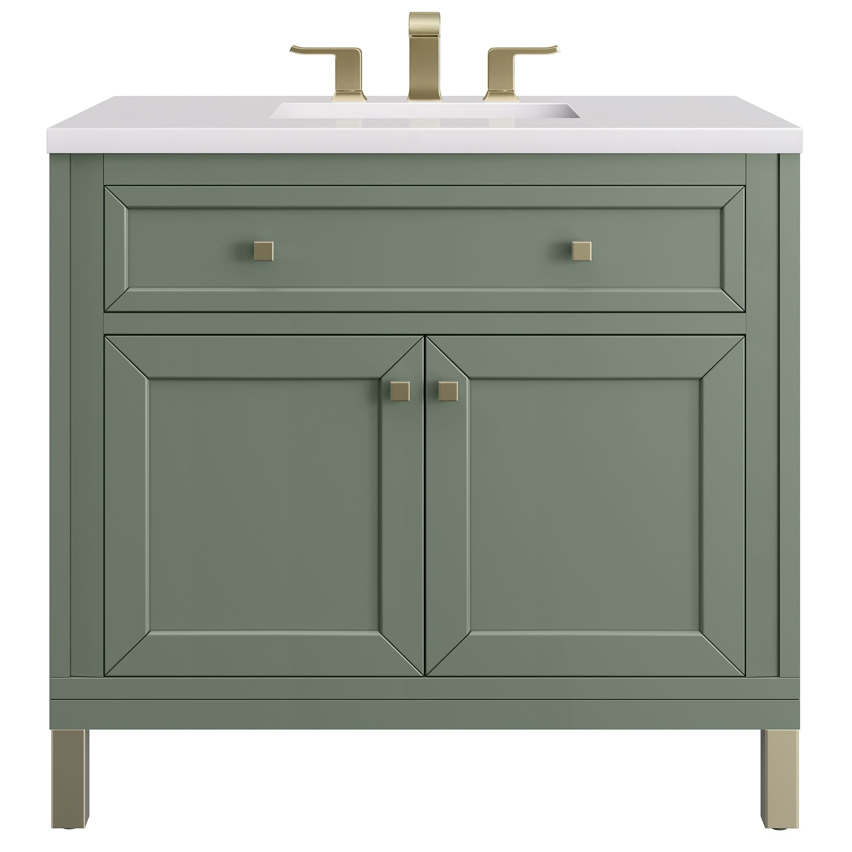 James Martin Vanities Chicago Collection 36 Inch Single Bathroom Vanity in Smokey Celadon with Countertop Options - Modern Farmhouse Style for Small Bathrooms & Powder Rooms