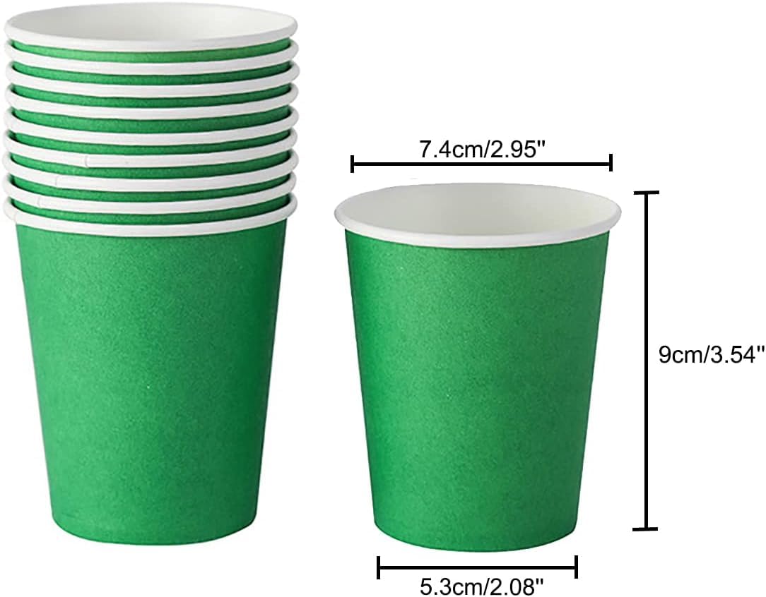 Eco-Friendly Green Disposable Paper Cups for Kids Birthday Party, Wedding, Picnic, BBQ & Travel Events - 20 Pack | Perfect for Outdoor Gatherings & Celebrations