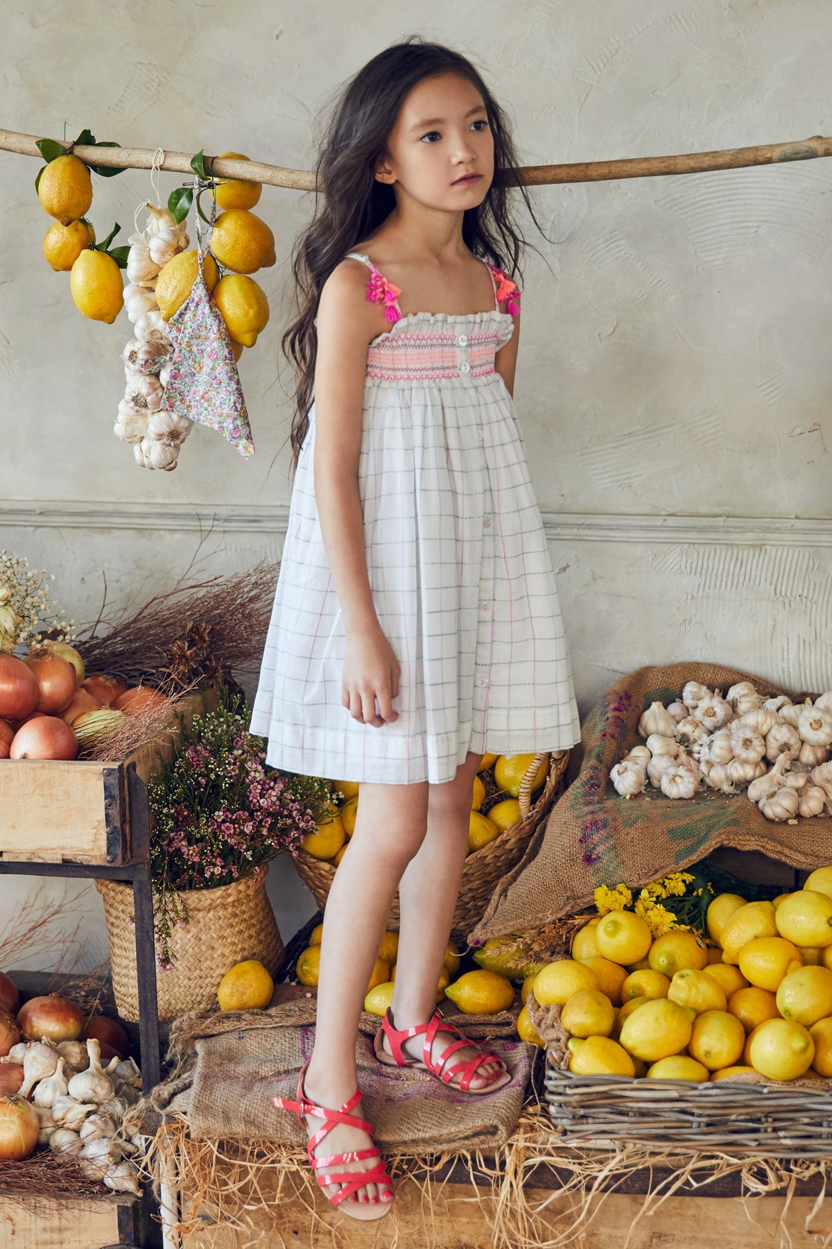 Nellystella Camila Girls' Space Dye Check Dress - Size 3 | Stylish & Comfortable Kids' Outfit for School, Parties & Everyday Wear