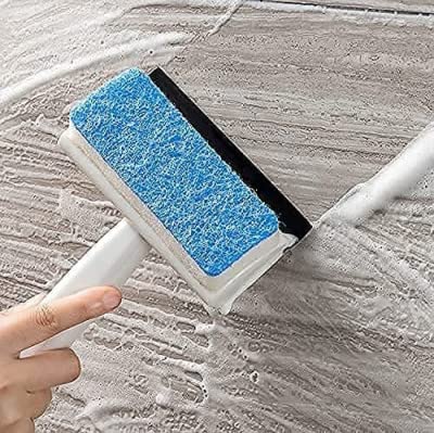 VIANJA 2-in-1 Glass Cleaner Brush - Double Sided Window Wiper, Mirror & Tile Scrubber for Bathroom, Kitchen Sink, and Shower Glass - Heavy Duty Grout Cleaner with Ergonomic Handle for Sparkling Surfaces