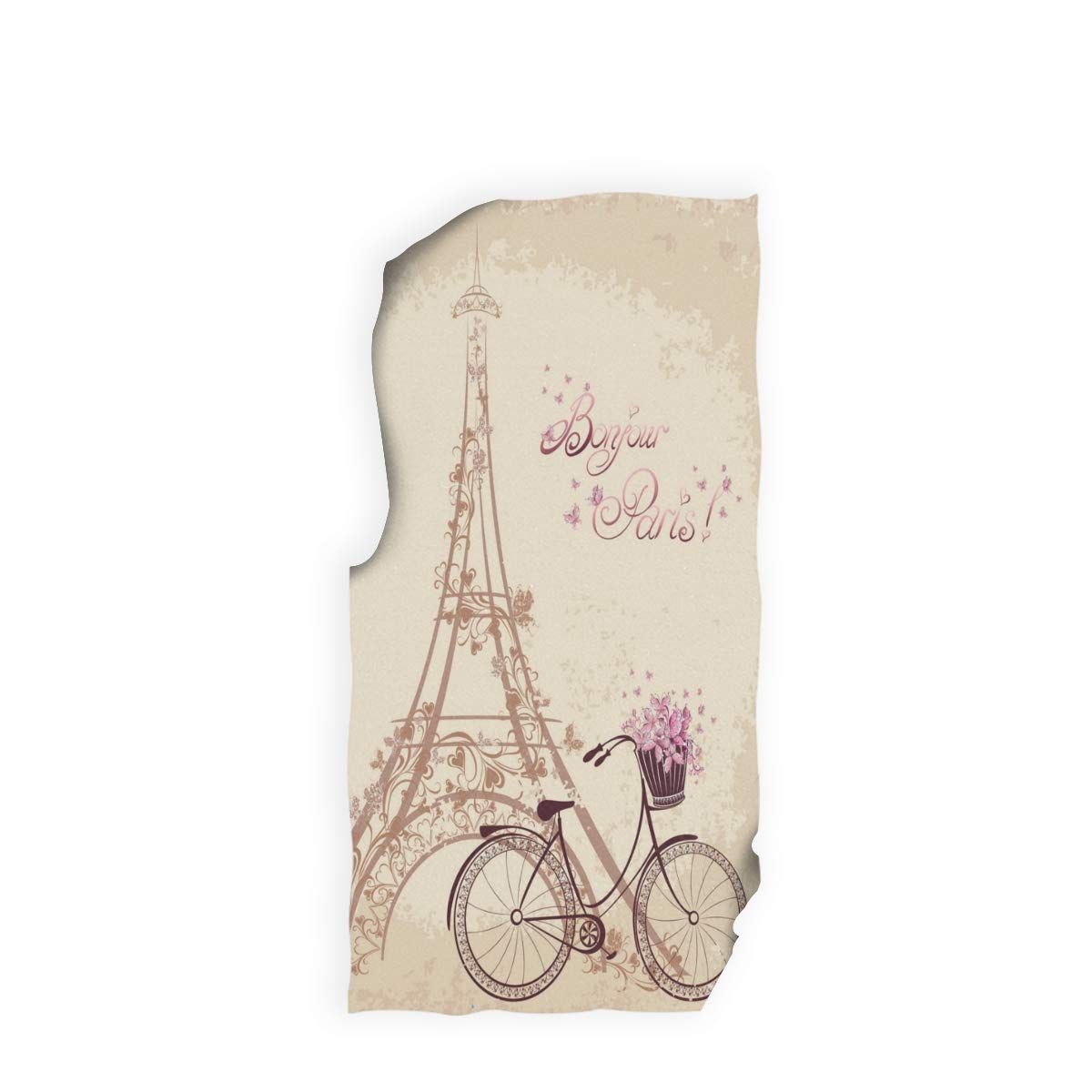 Vikko Premium Hand Washcloths - Soft Polyester Fingertip Towels with Single-Side Printing, 30x15 Inch (Bonjour Paris Design) - Perfect for Home, Hotel & Bathroom Decor, Spa Day & Guest Towels