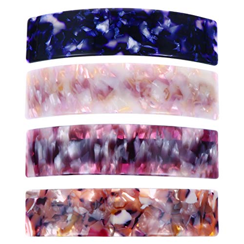Uonlytech French Hair Clips for Women - 4Pcs Fashion Metal Spring Barrettes with Tortoise Shell Print | Hair Accessories for Office, Wedding & Everyday Use