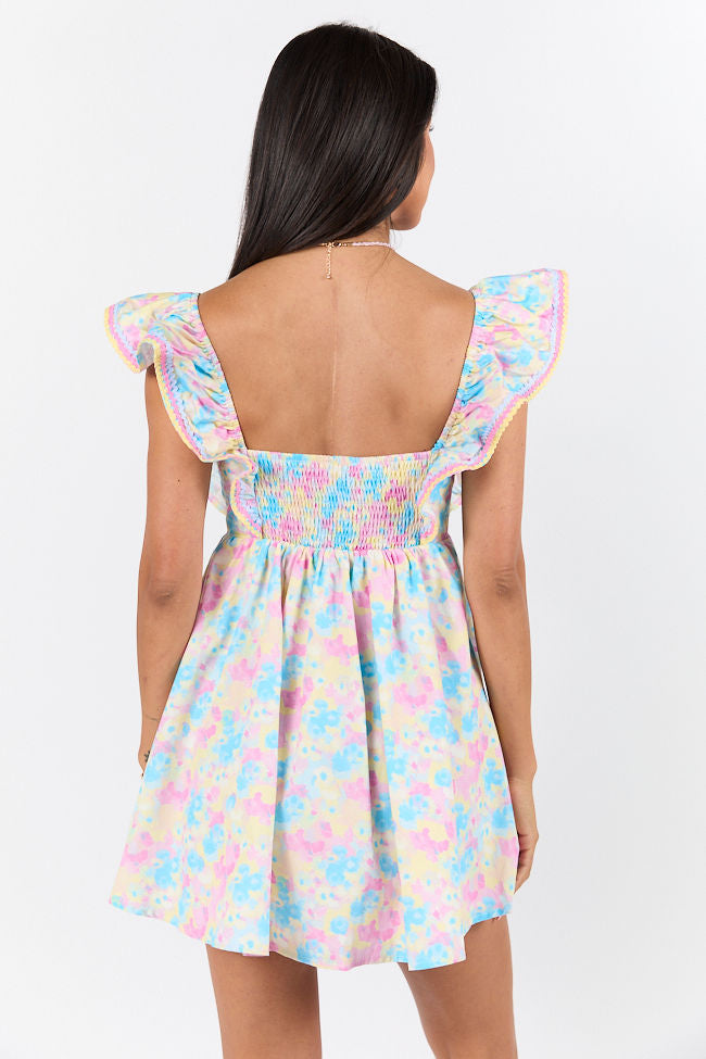 Brighter Days Watercolor Mini Dress - Flowy Summer Dress for Women | Perfect for Beach, Vacation & Casual Outings