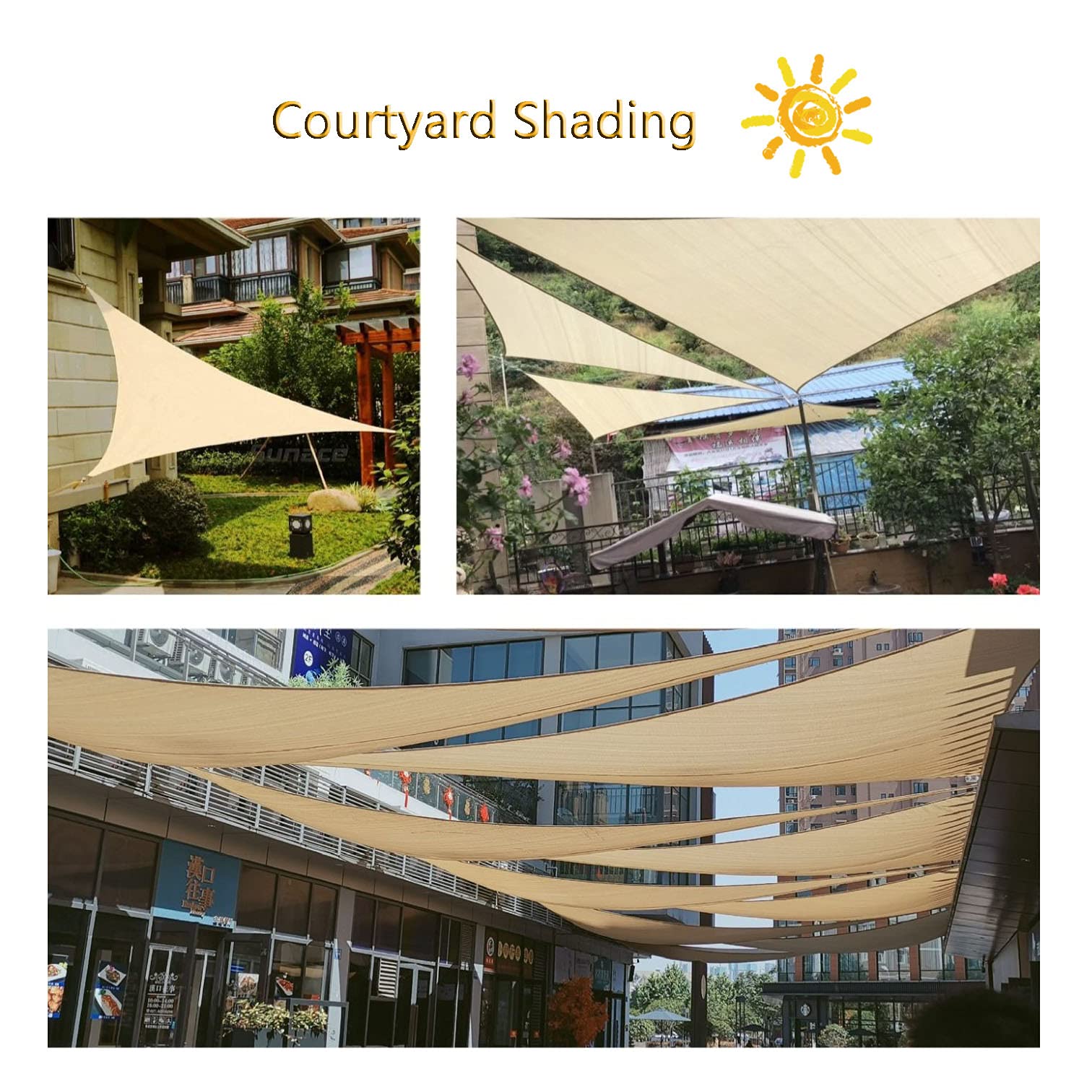 UV Block HDPE Sun Shade Sail Canopy - 3x4m Beige Outdoor Sunscreen Awning for Garden, Patio, Yard & Party | Perfect for Summer BBQs, Poolside Relaxation & Outdoor Gatherings