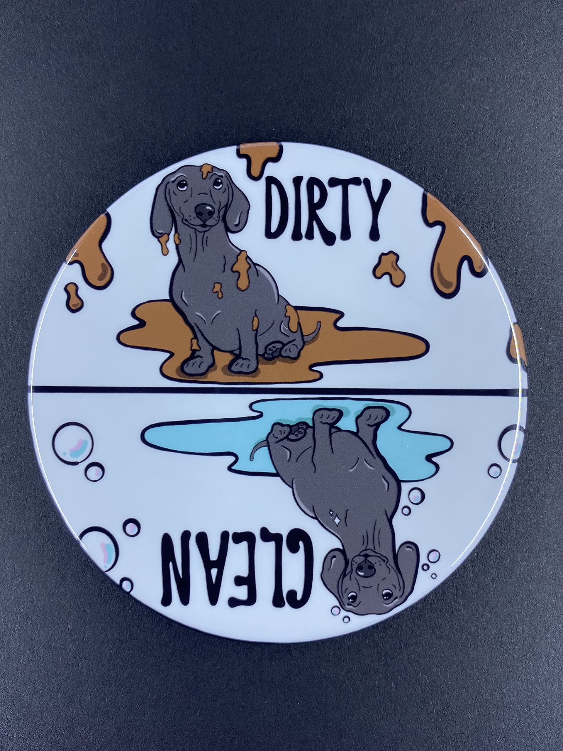 Handmade Black Dachshund Dog Dishwasher Magnet - Cute Kitchen Cleaning Accessories & Decor for Refrigerator, Dishwasher, and Home Organization